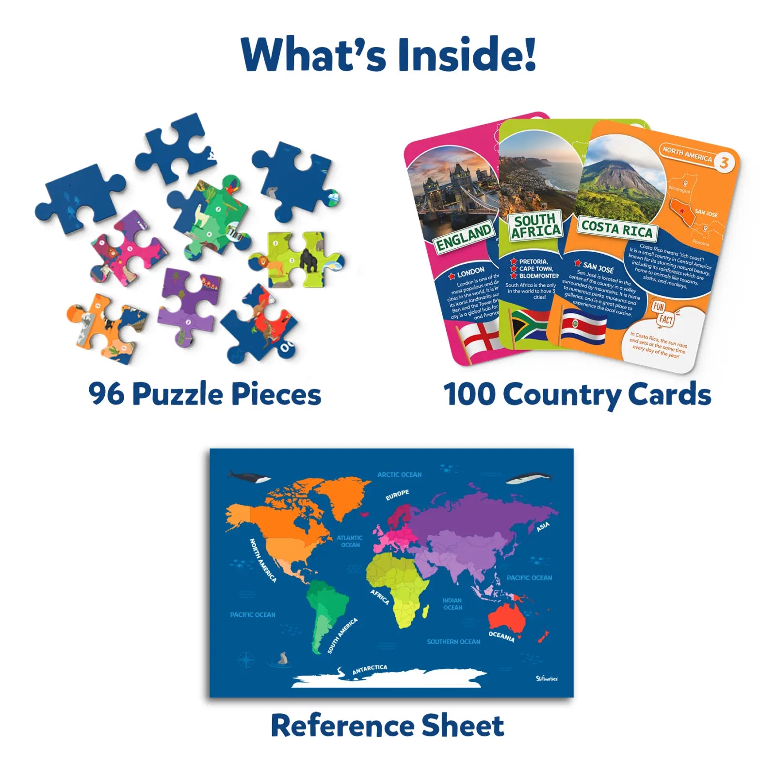 Skillmatics World Map Puzzle puzzle mondo 96 pezzi e carte