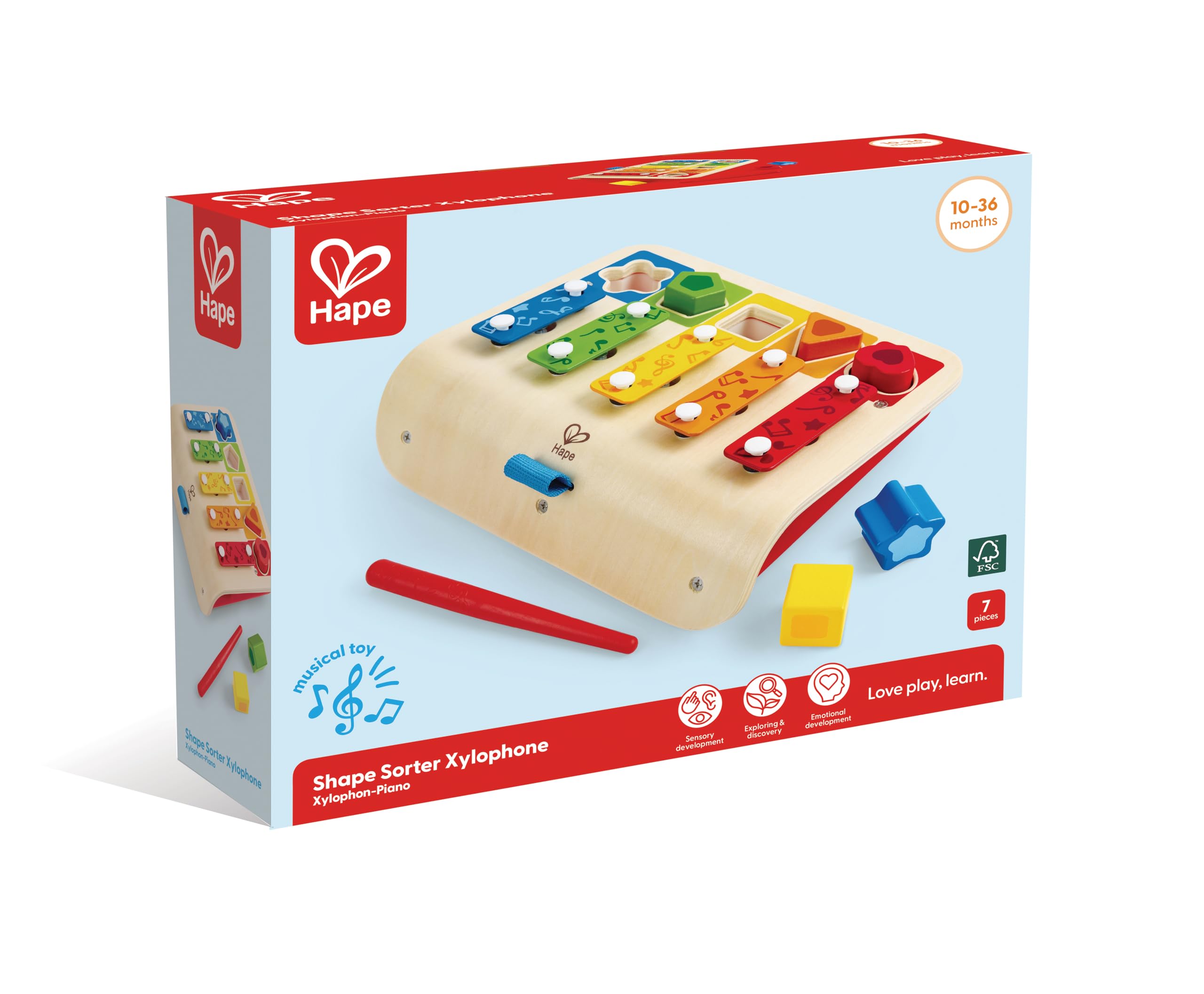 Hape arcobaleno xilofono legno 5 note con bacchette