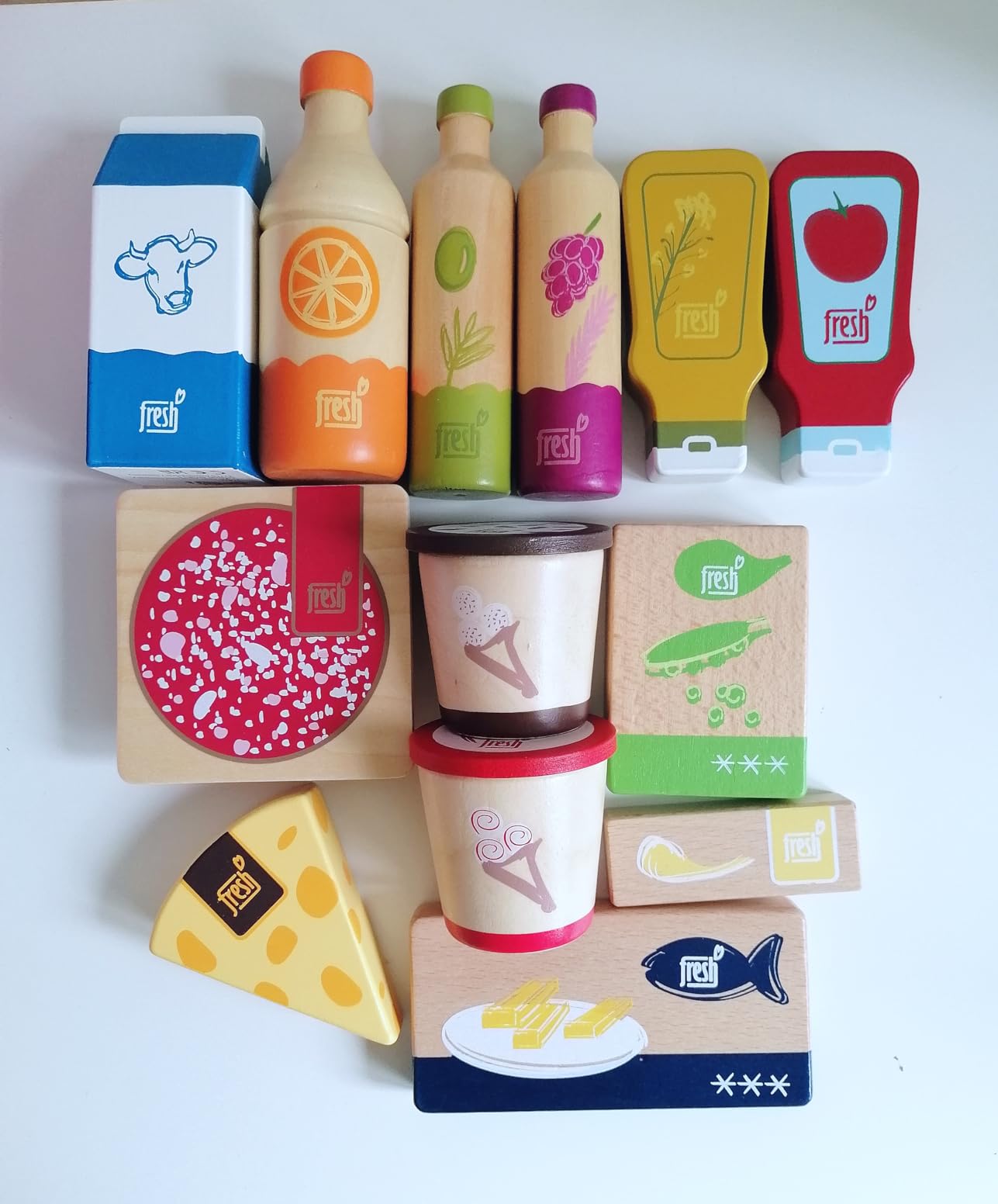 smallfoot fresh set merci refrigerate 9 pezzi cibo legno gioco