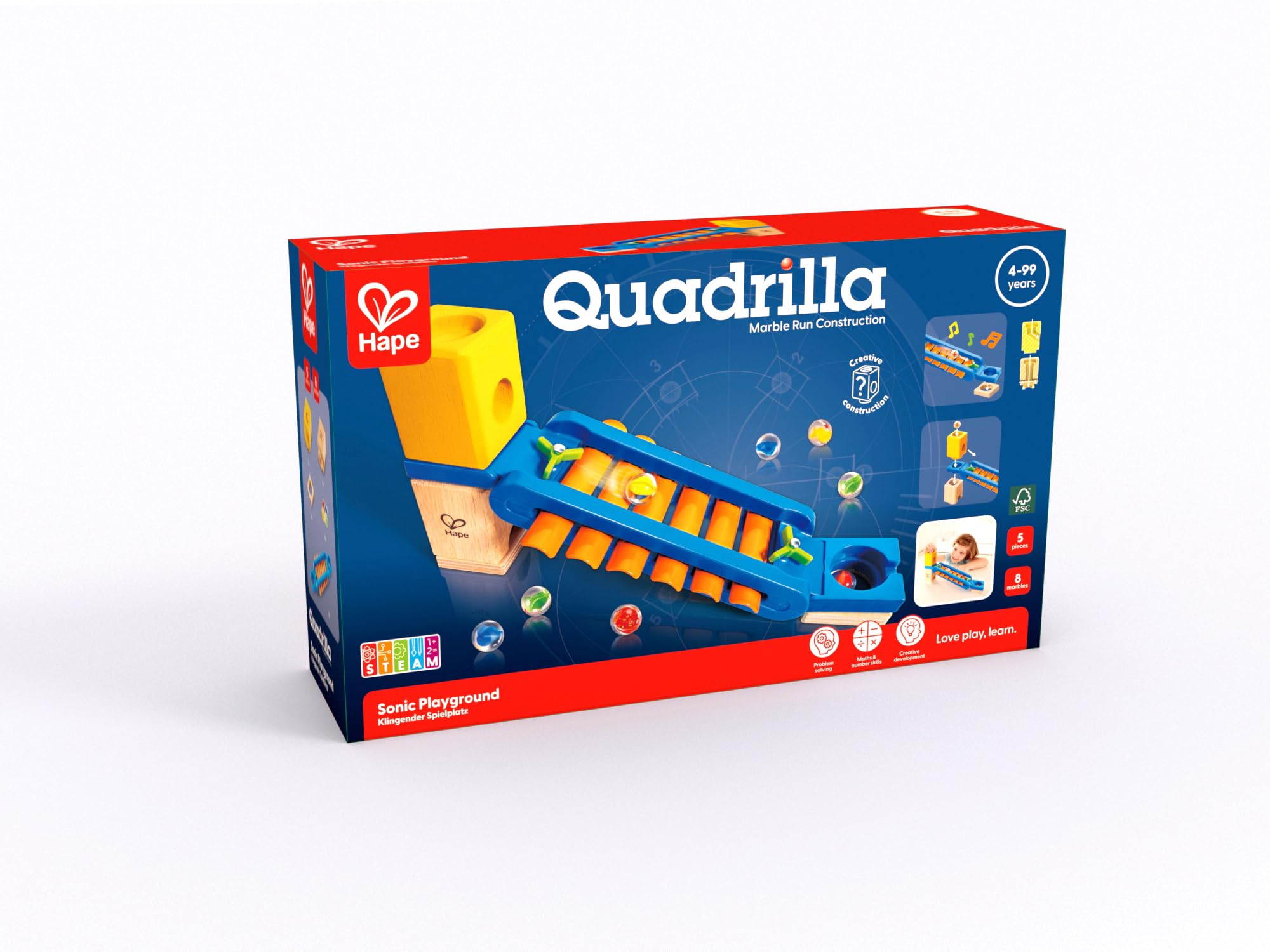 Hape Quadrilla scivolo sonoro pista biglie xilofono 13 pezzi