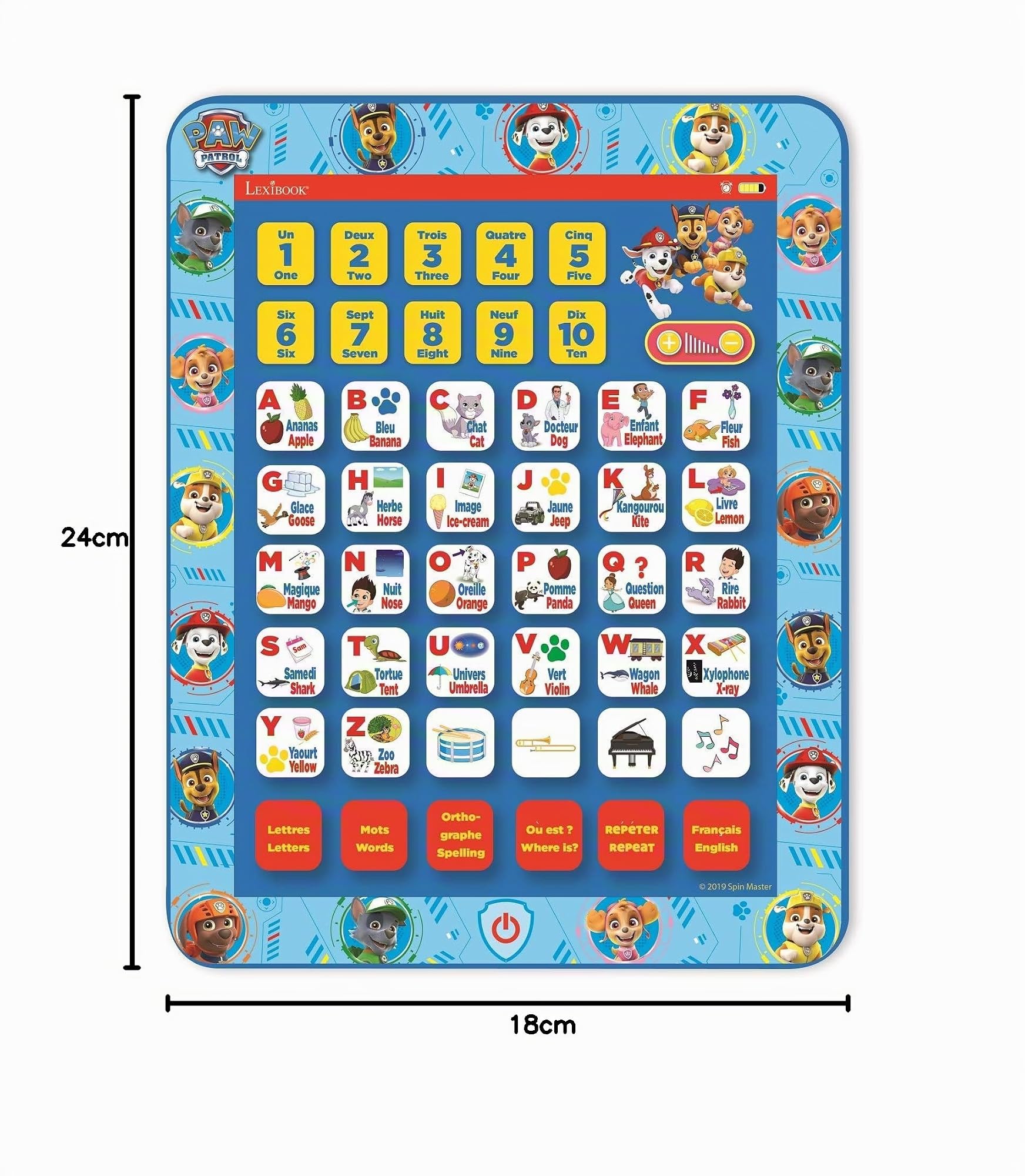 Lexibook Paw Patrol tablet educativo bilingue blu touch