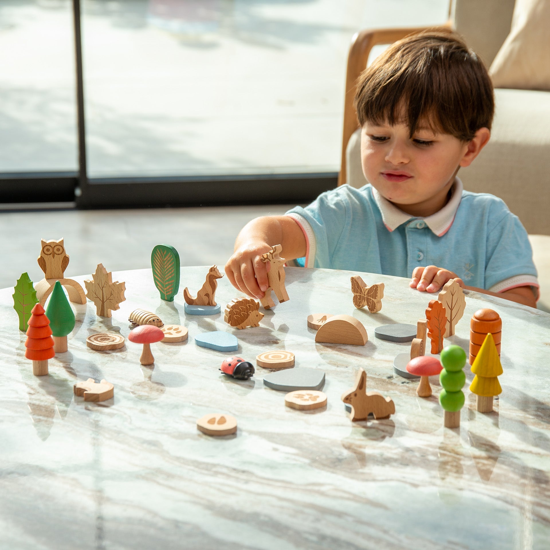 Tickit Woodland Trail Set gioco legno bosco con animali scatola