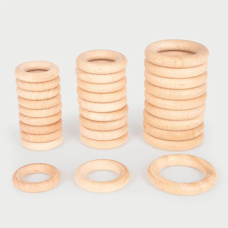 Tickit Natural Wooden Rings Anelli Legno 10 Pezzi 4,8 cm