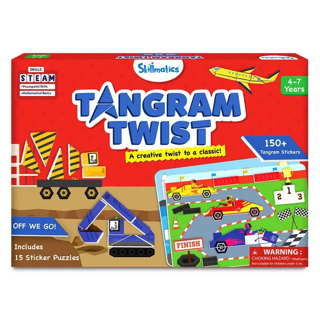 Skillmatics Tangram Twist Off We Go! puzzle sticker 4-7 anni