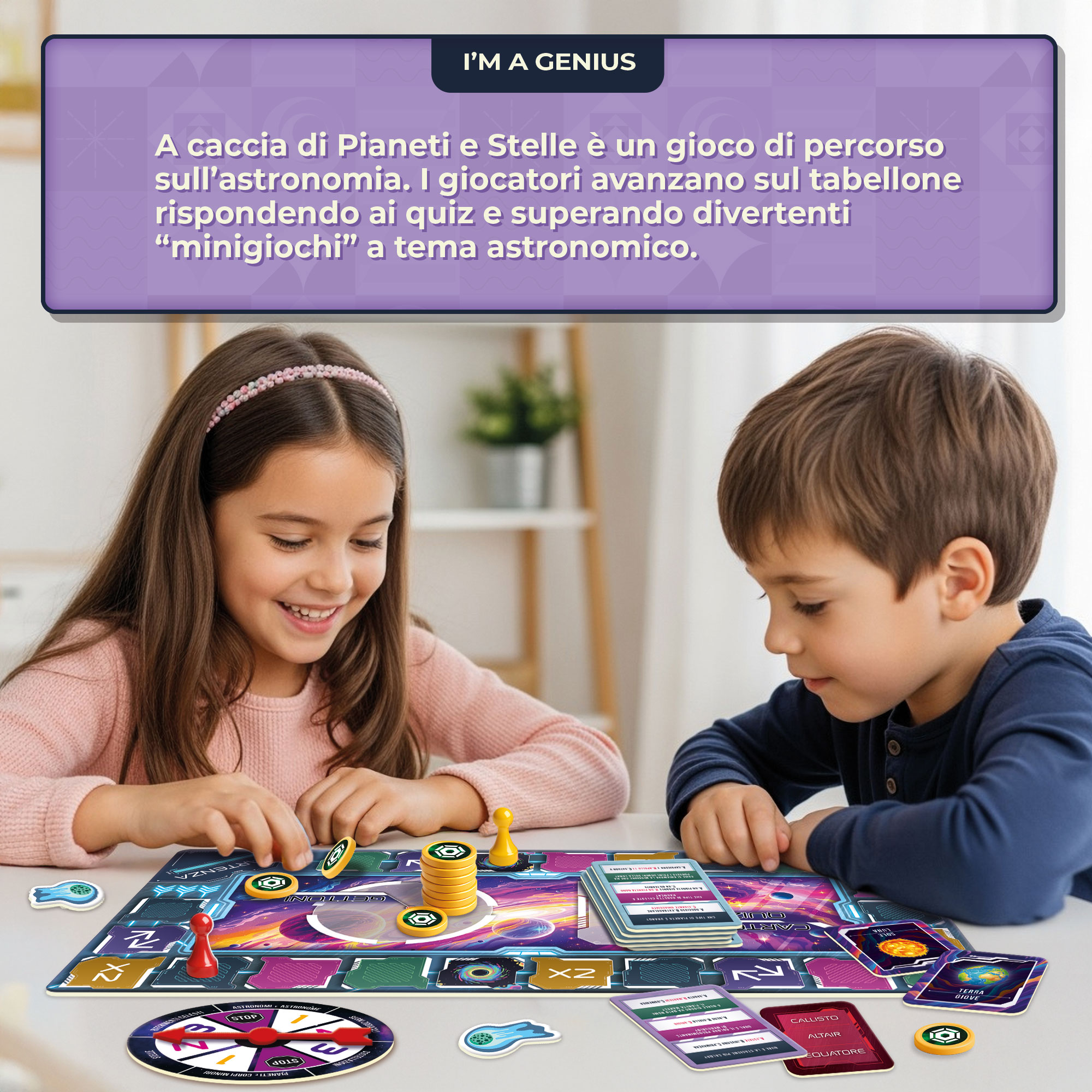 Lisciani I'm a Genius Caccia Pianeti Stelle gioco quiz astronomia