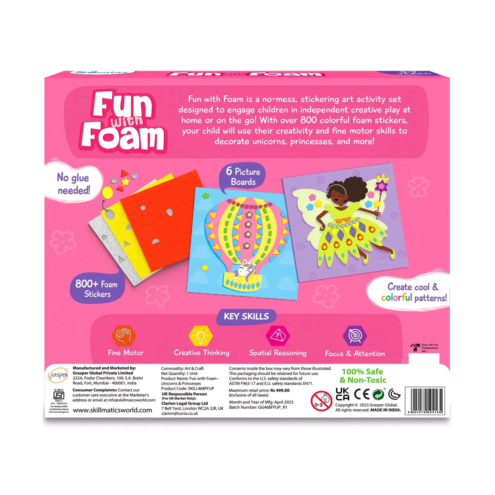 Skillmatics Fun with Foam Unicorn Princess sticker art 800 pezzi