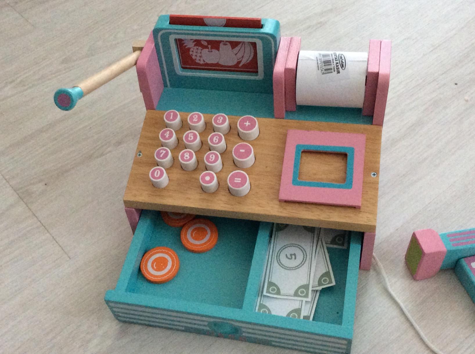 smallfoot 3125 cassa negozio giocattolo legno con scanner 3 anni