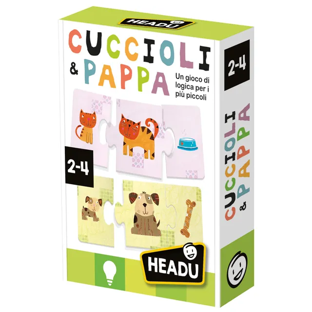 Headu Cuccioli e Pappa puzzle associazione logica 2-4 anni