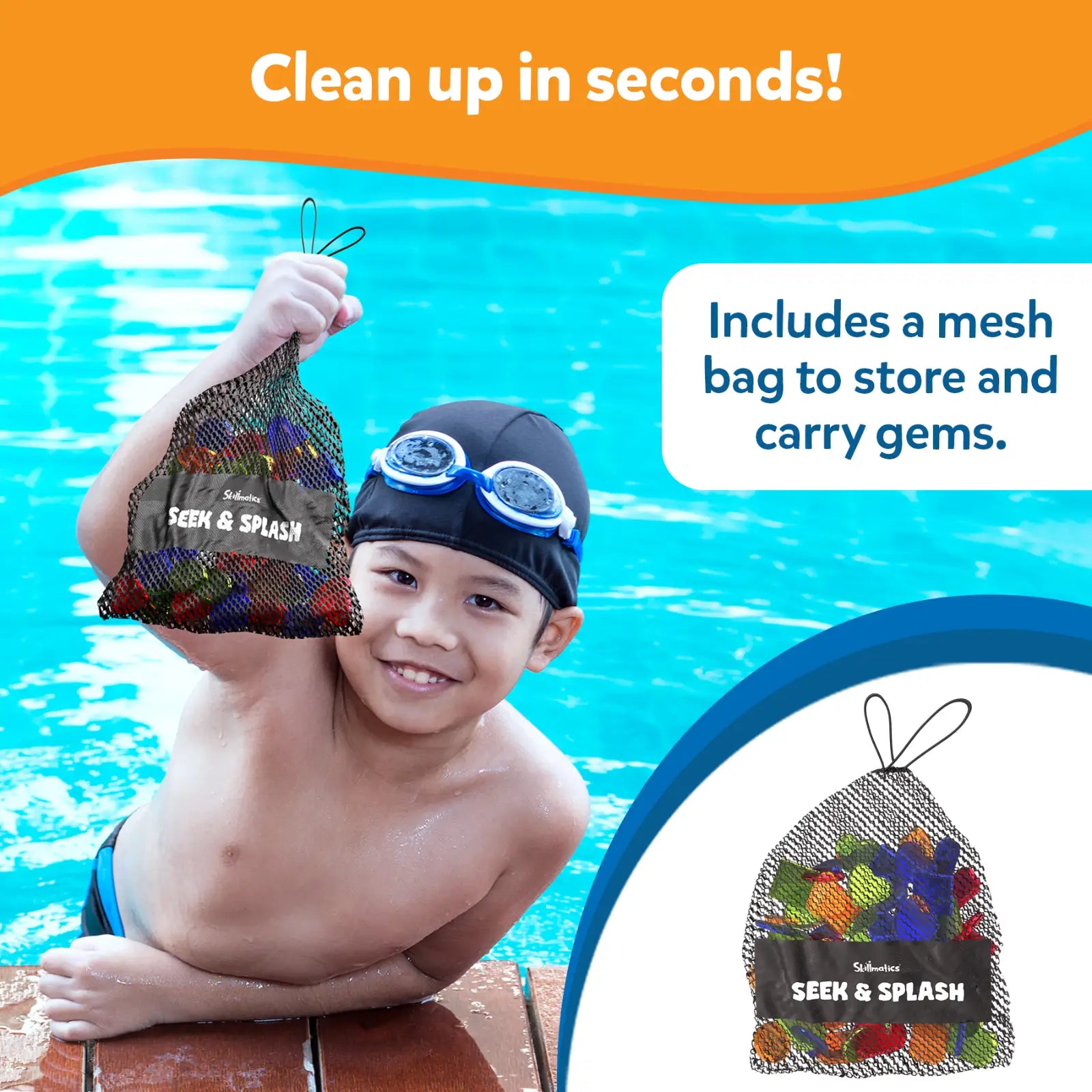 Skillmatics Seek & Splash gioco piscina immersioni gemme
