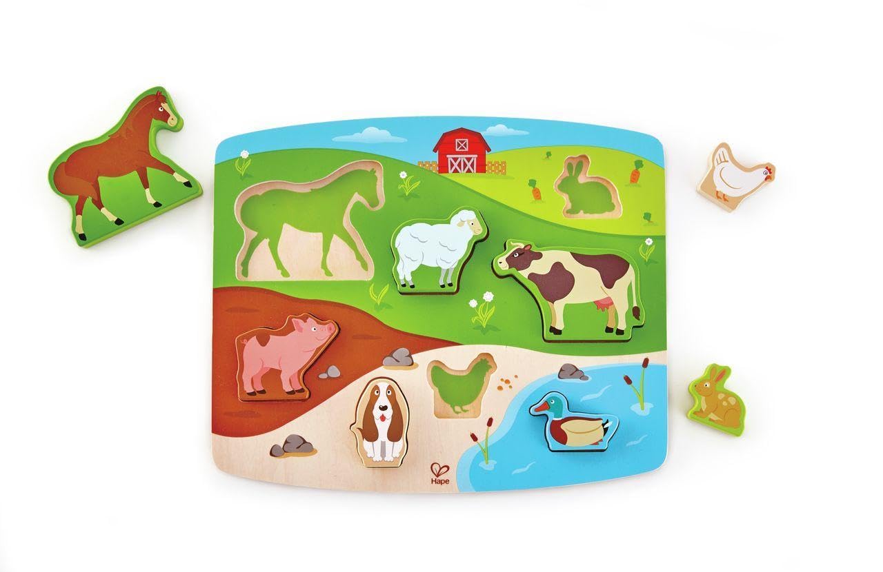 Hape E1454 Puzzle in Legno Animali Fattoria a Incastro