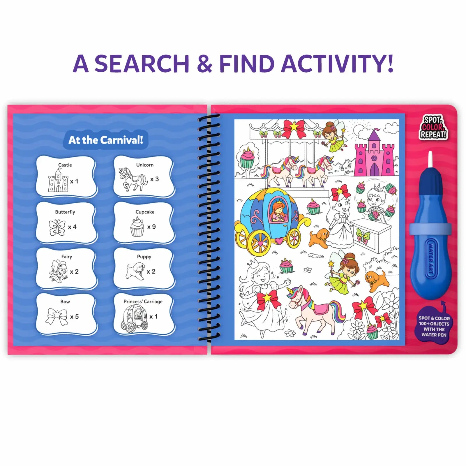 Skillmatics Water Spotter Unicorns Princesses libro acqua 4-8 anni