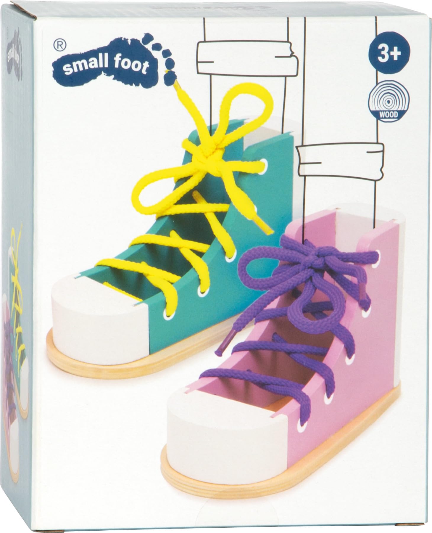 smallfoot 6475 scarpe da allacciare in legno set 2 pezzi dai 3 anni