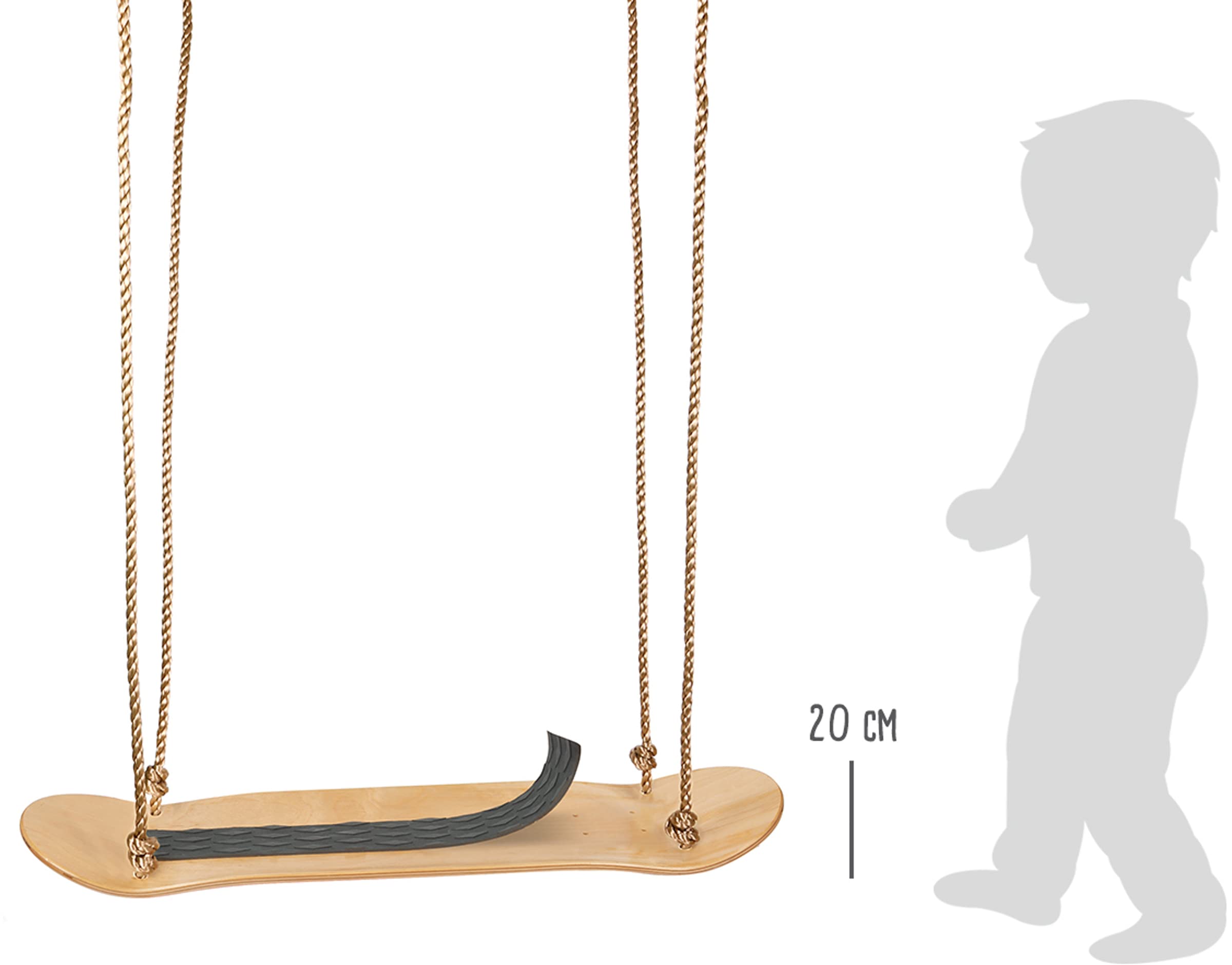 smallfoot 12091 altalena skateboard legno con maniglie seduti