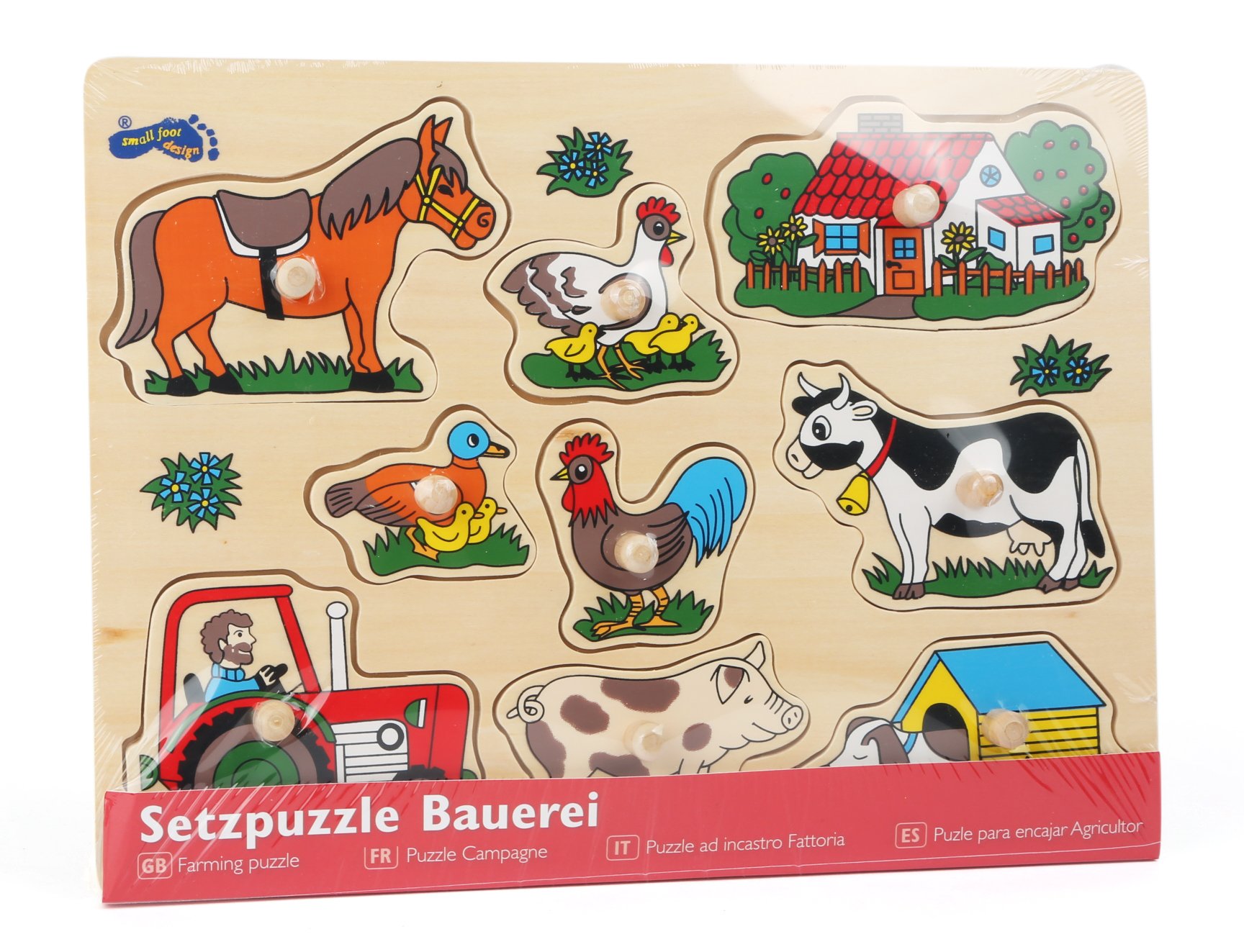 small foot 1767 puzzle fattoria in legno colori
