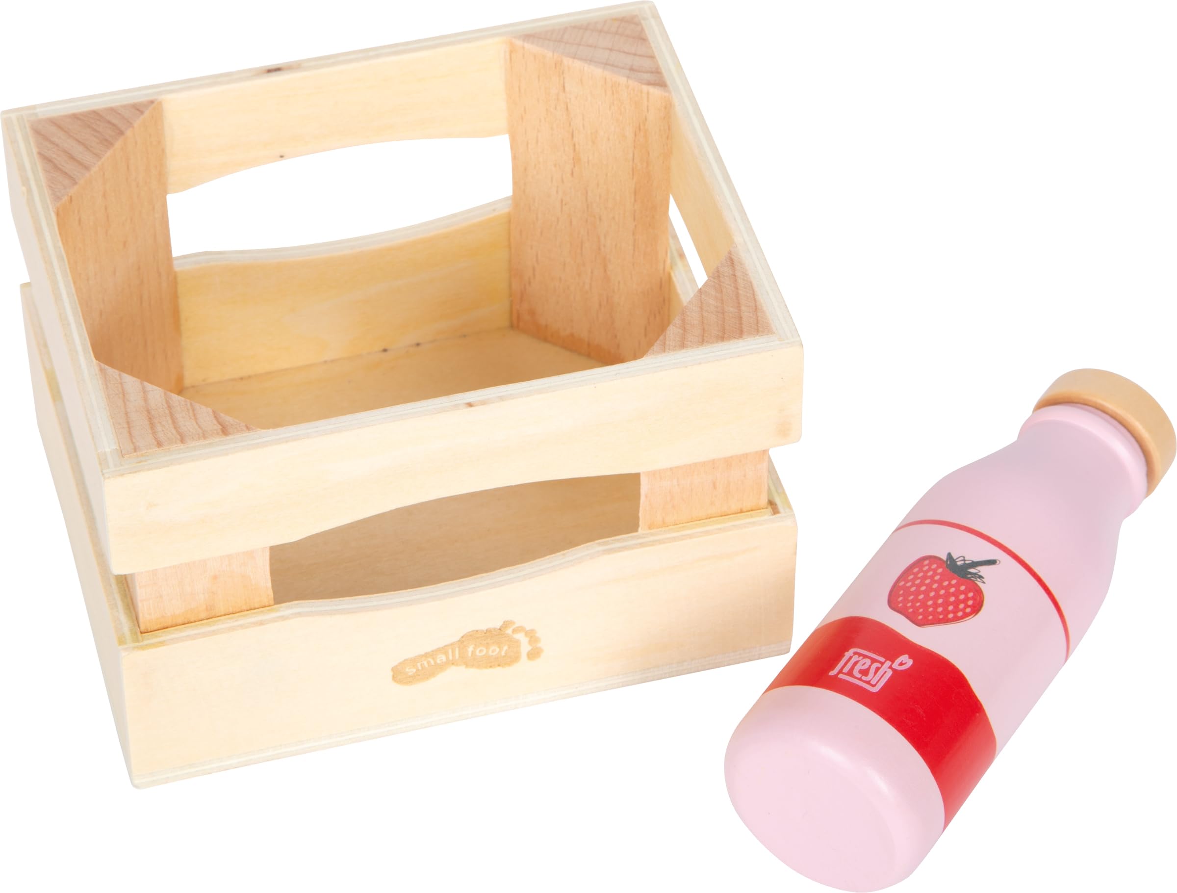 smallfoot Fresh Cassa latte giocattolo legno 4 bottiglie