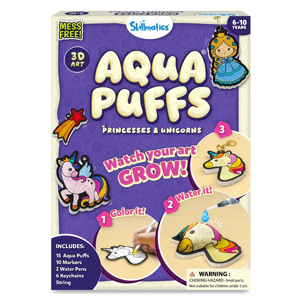 Skillmatics Aqua Puffs Princesses Unicorns kit 3D 4+ anni