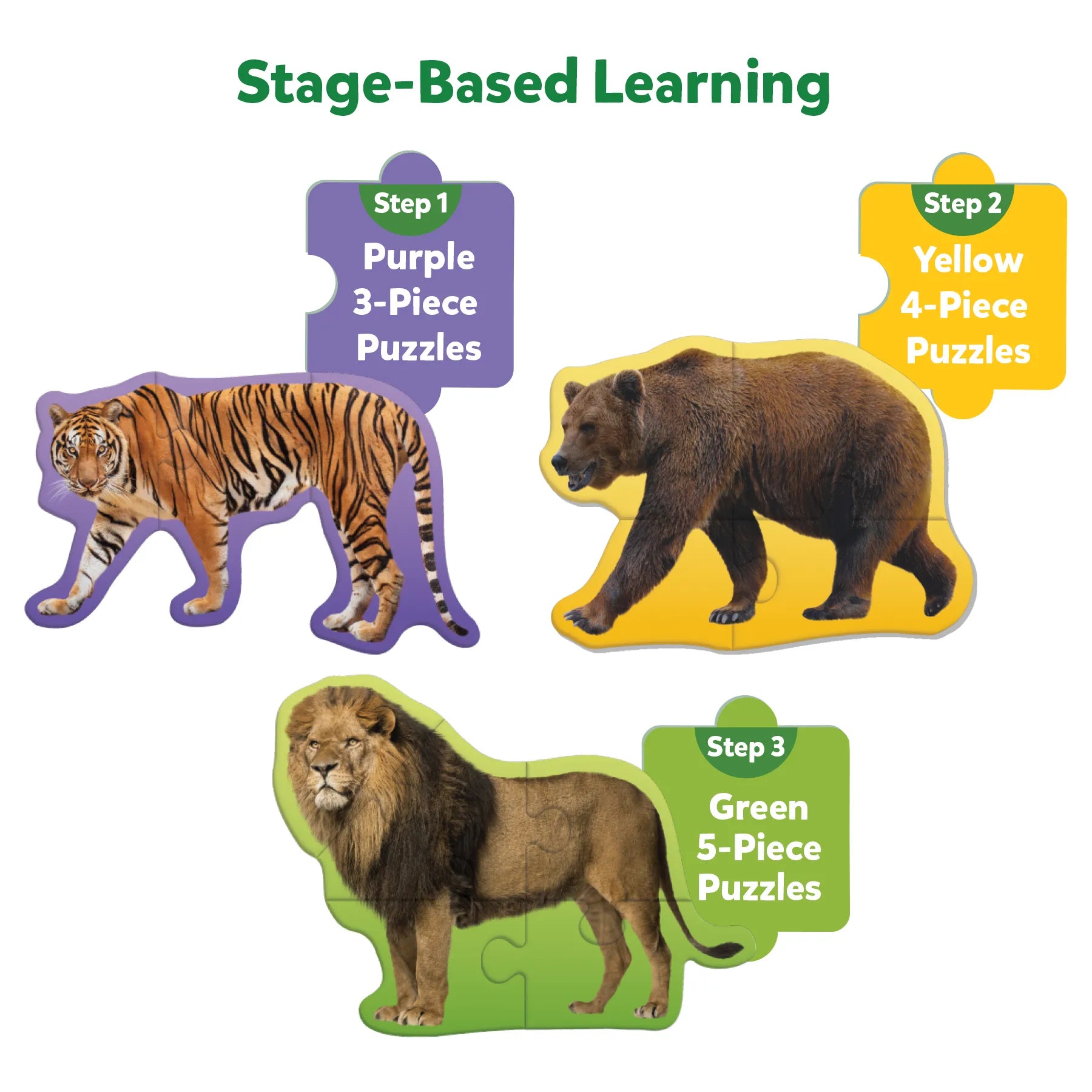 Skillmatics Step By Step Wild Animals puzzle 10 pezzi 3+ anni