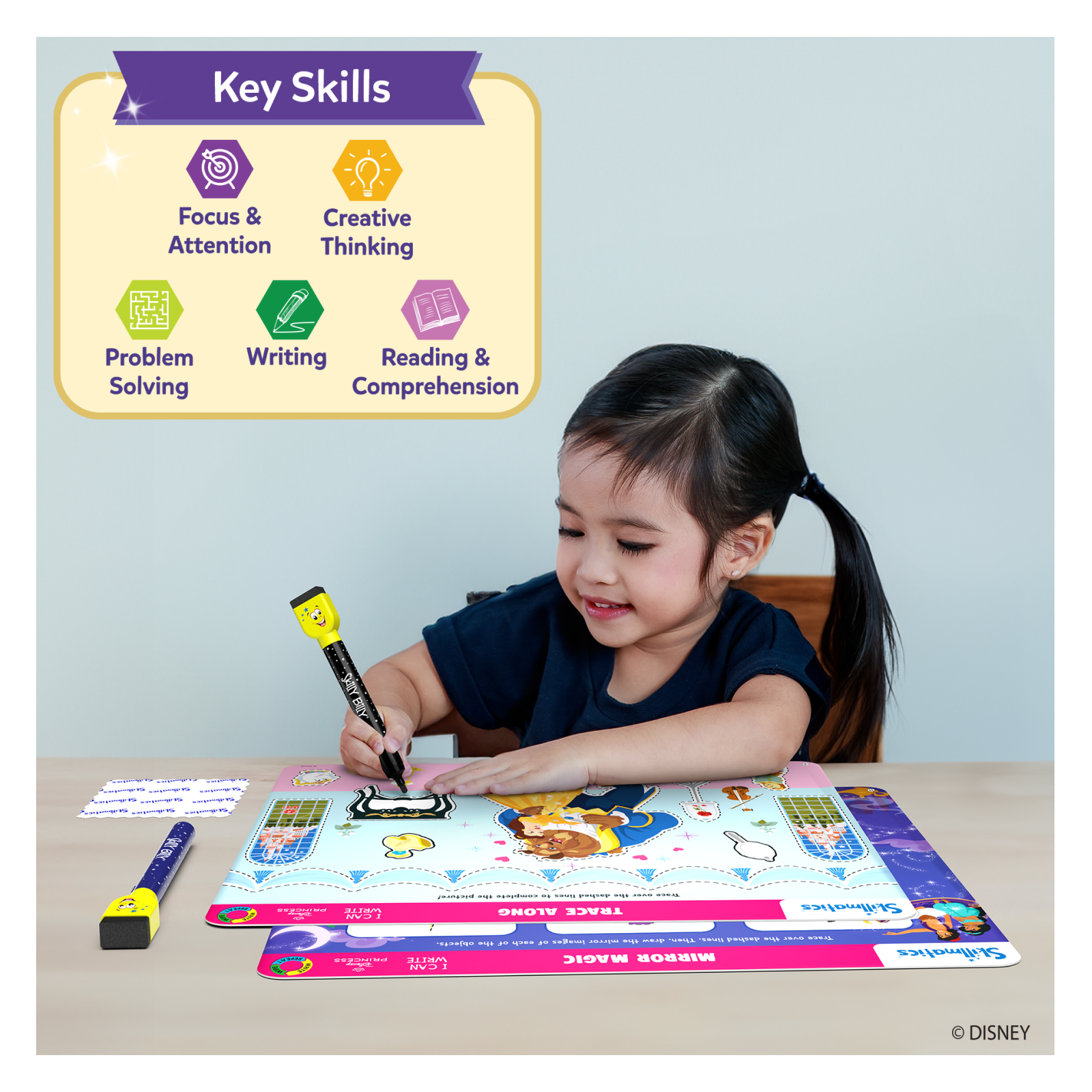 Skillmatics I Can Write Disney Princess schede cancellabili 3-6 anni