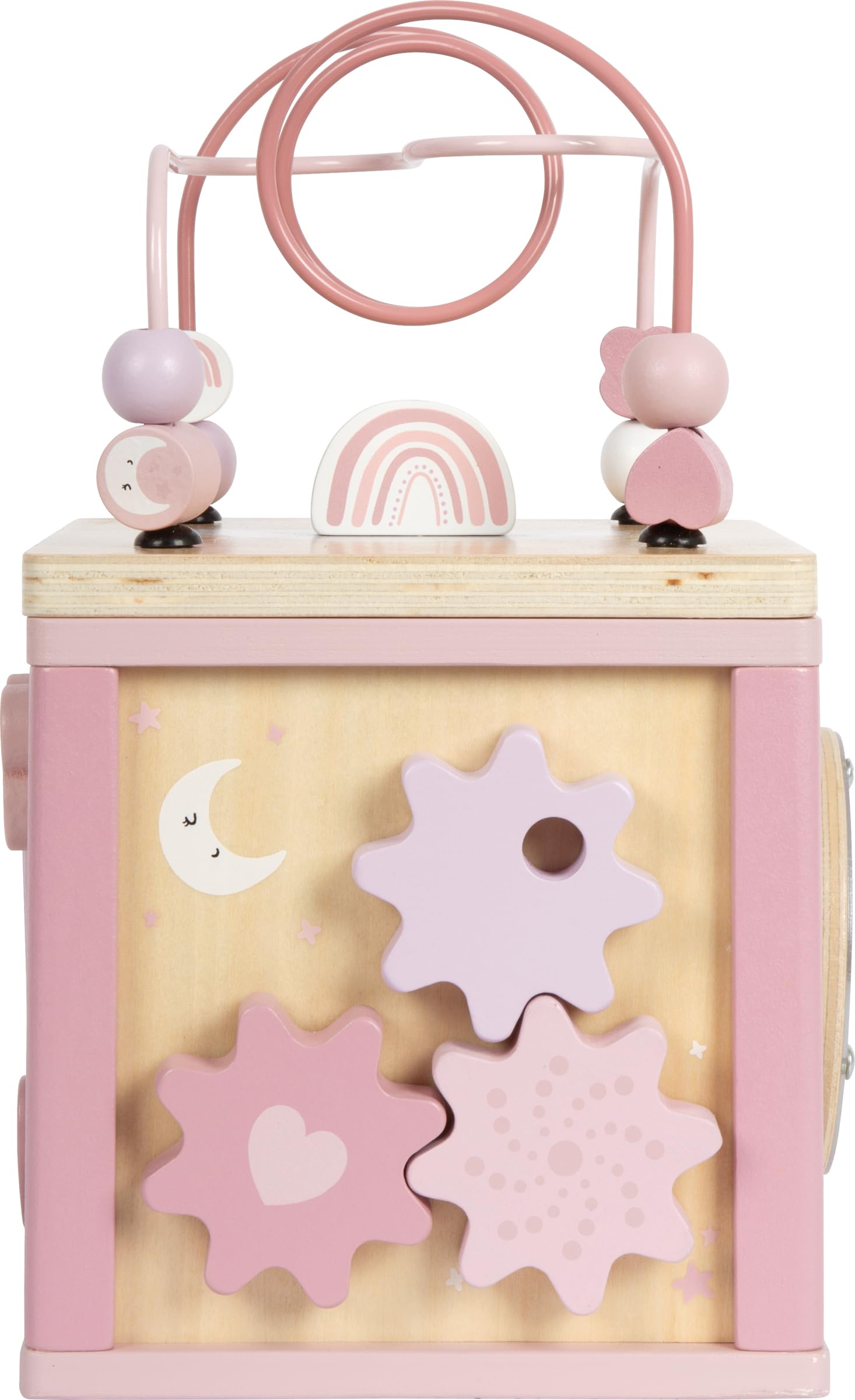smallfoot 12803 dado motricità in legno rosa 5 giochi