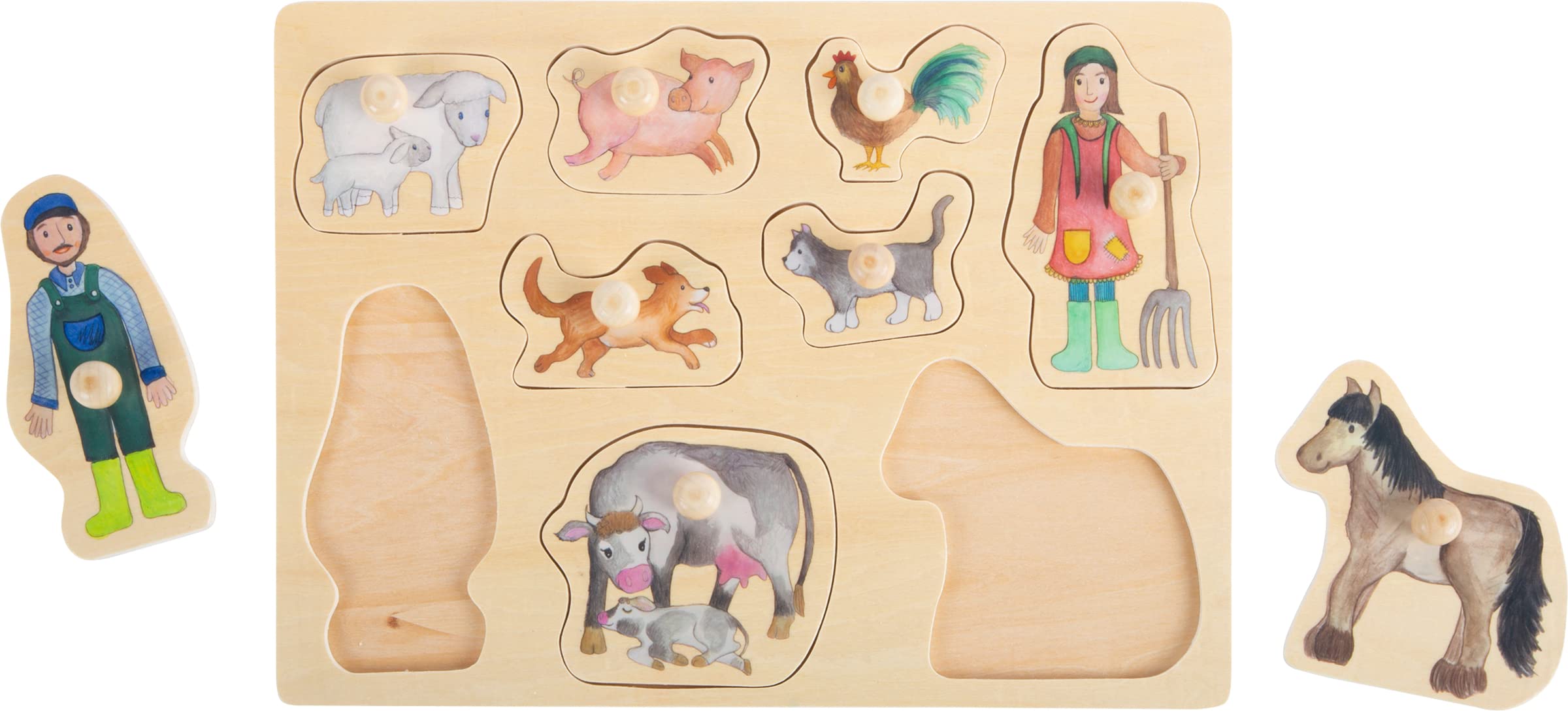 smallfoot 11500 puzzle fattoria 9 pezzi in legno