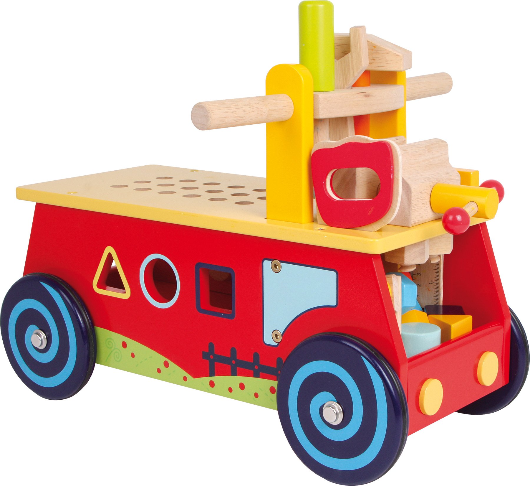 smallfoot 1595 banco da lavoro cavalcabile legno con attrezzi