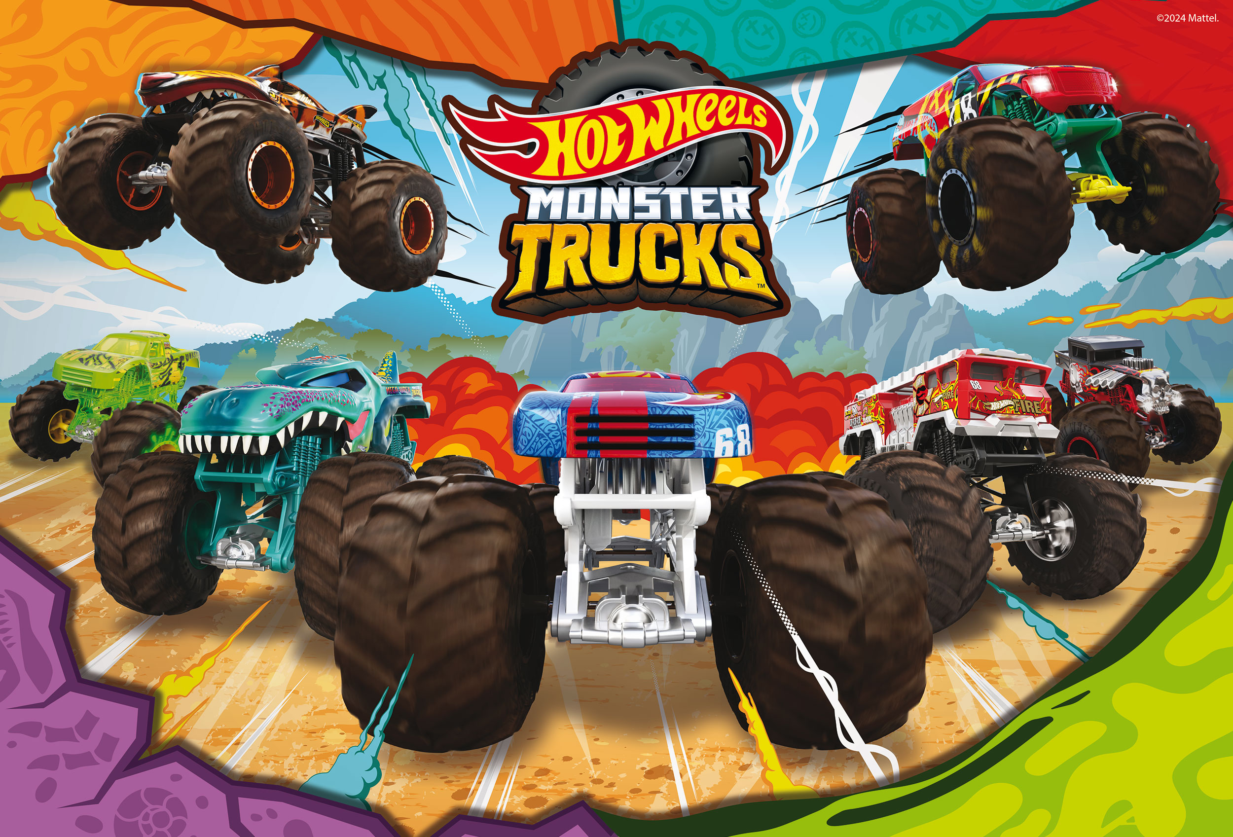 Hot Wheels Maxifloor 2 x 60 puzzle bambini monster truck