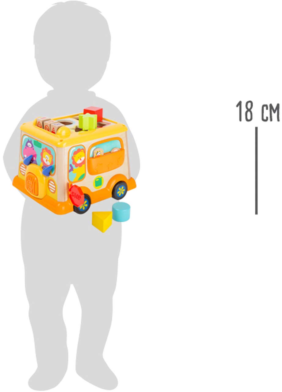 smallfoot scuolabus cubo attività in legno bambini