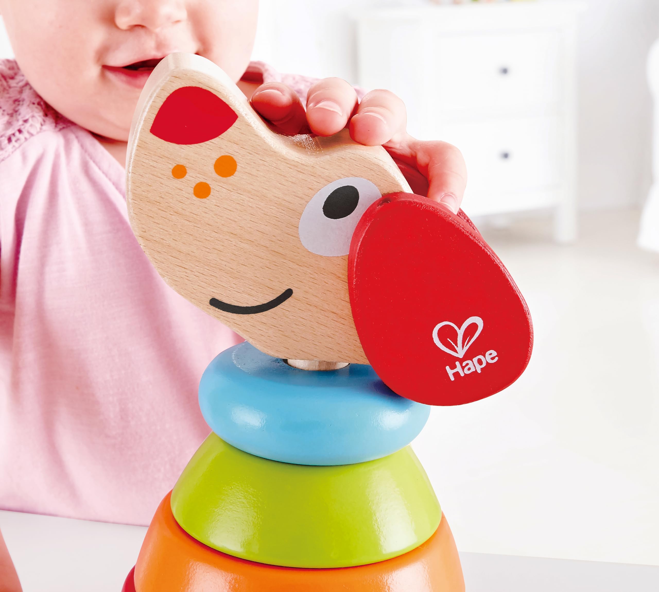 Hape Pepe Arcobaleno impilabile in legno cane 6 pezzi da 12 mesi