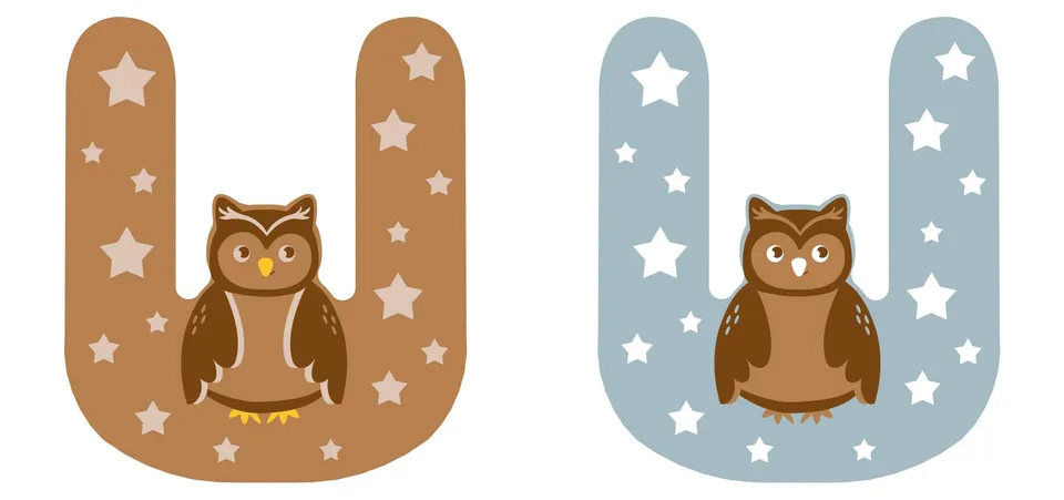 smallfoot 12528 Lettera in Legno U Gufo Set da 12