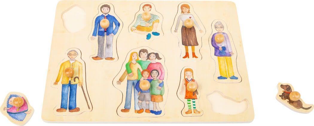 smallfoot 11501 puzzle famiglia legno 9 pezzi pomelli