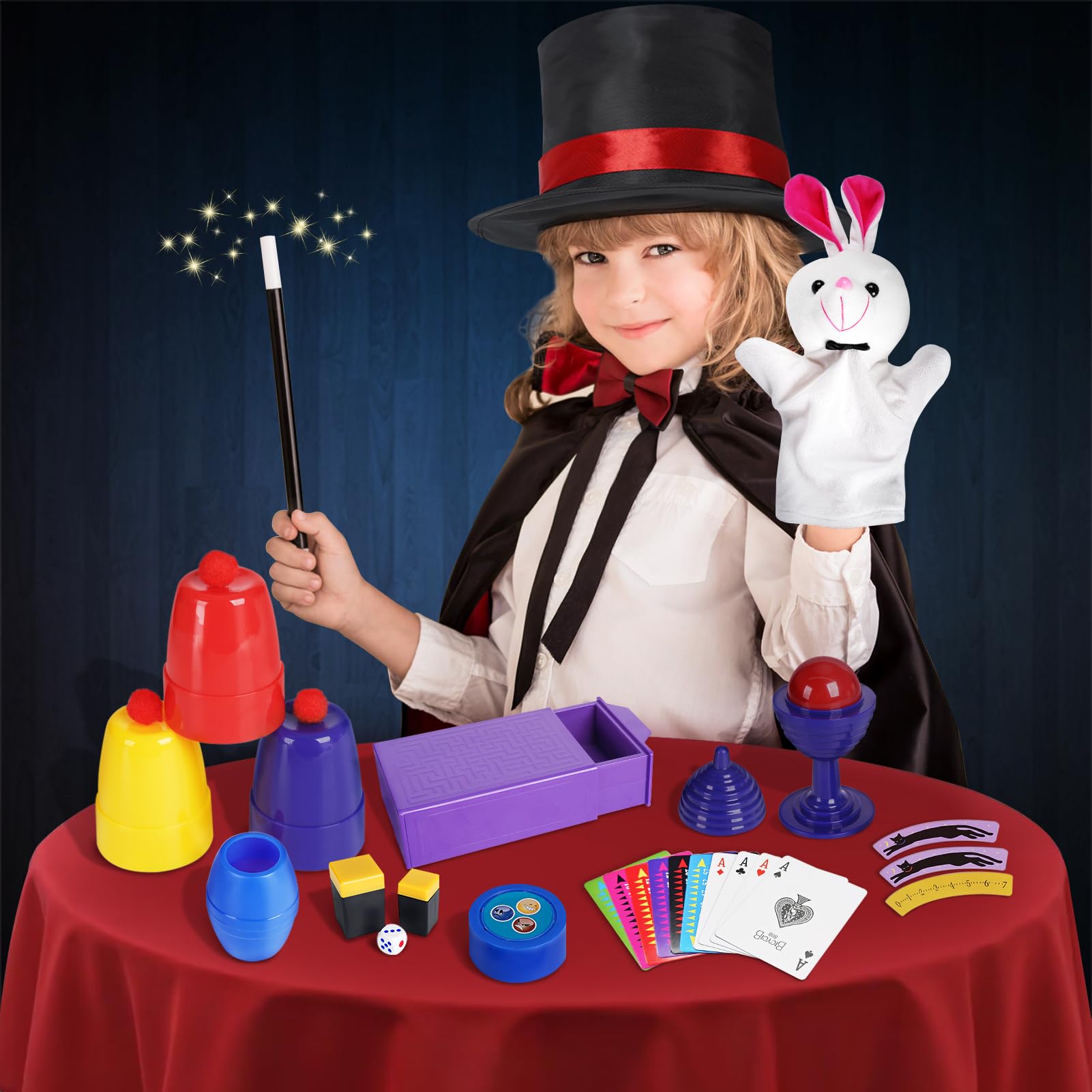DINORUN set magia bambini cappello e bacchetta 24 pezzi