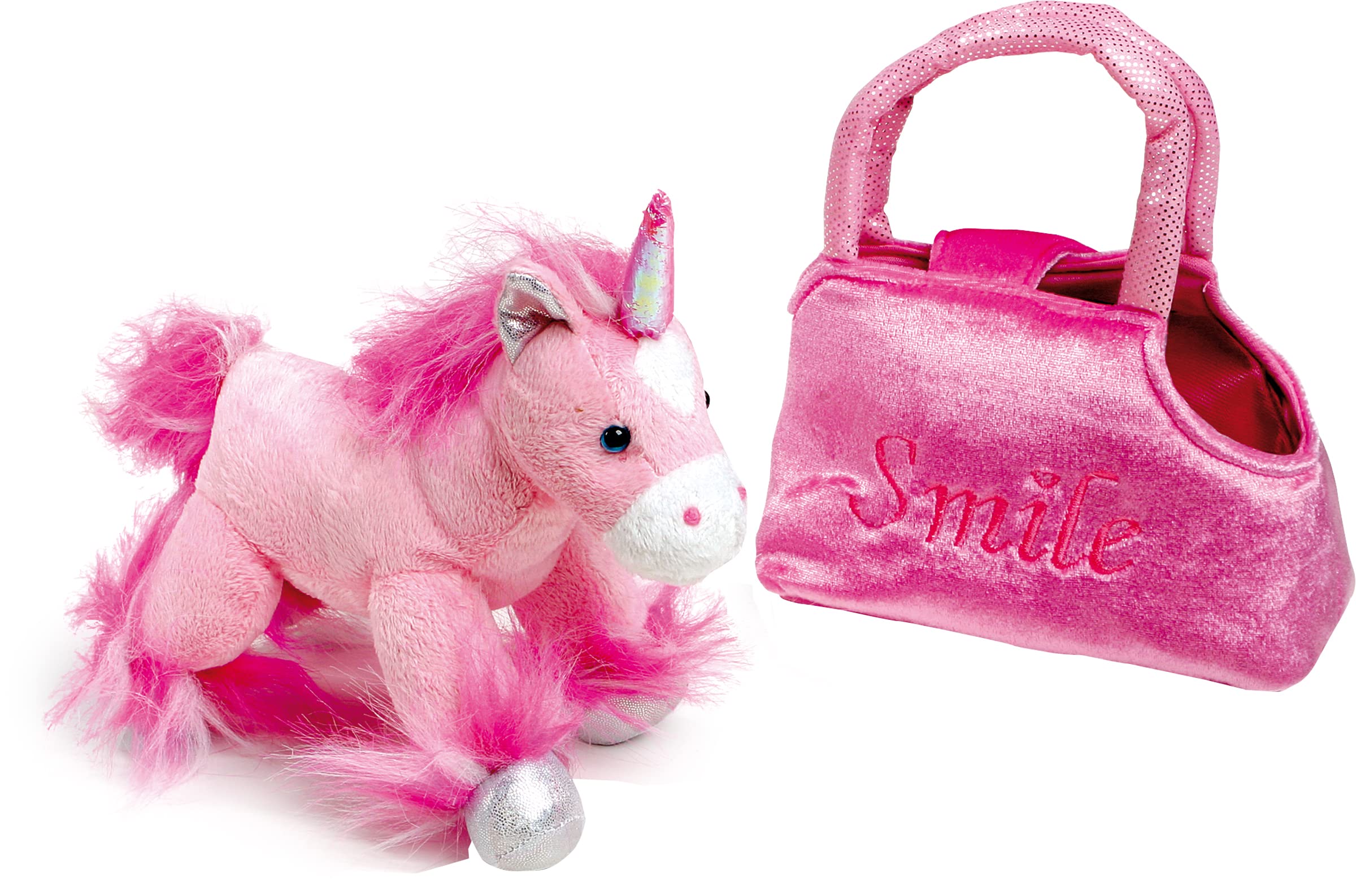 smallfoot Fina 4146 peluche unicorno rosa con borsa 18 cm