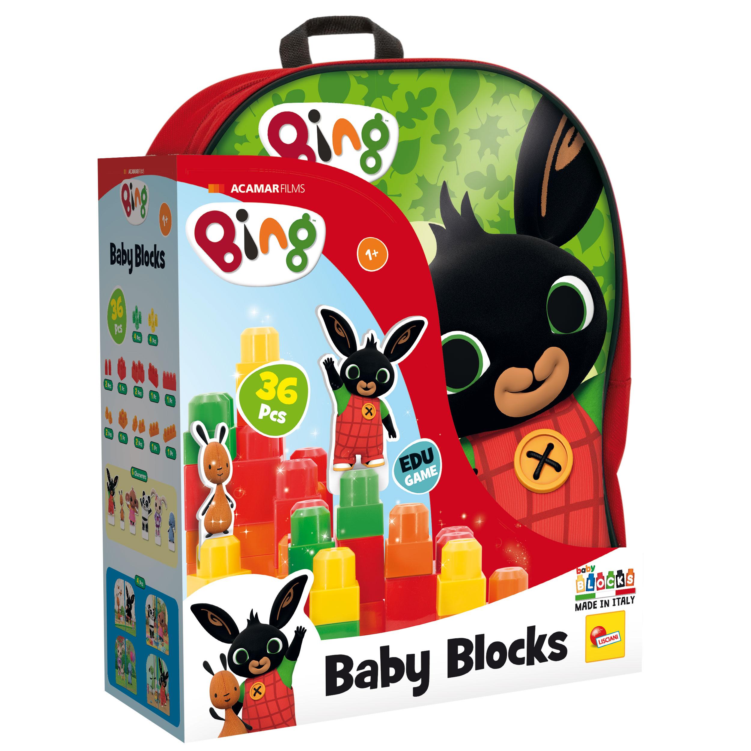 Lisciani Bing Zainetto Baby Blocks Rosso mattoncini bimbi