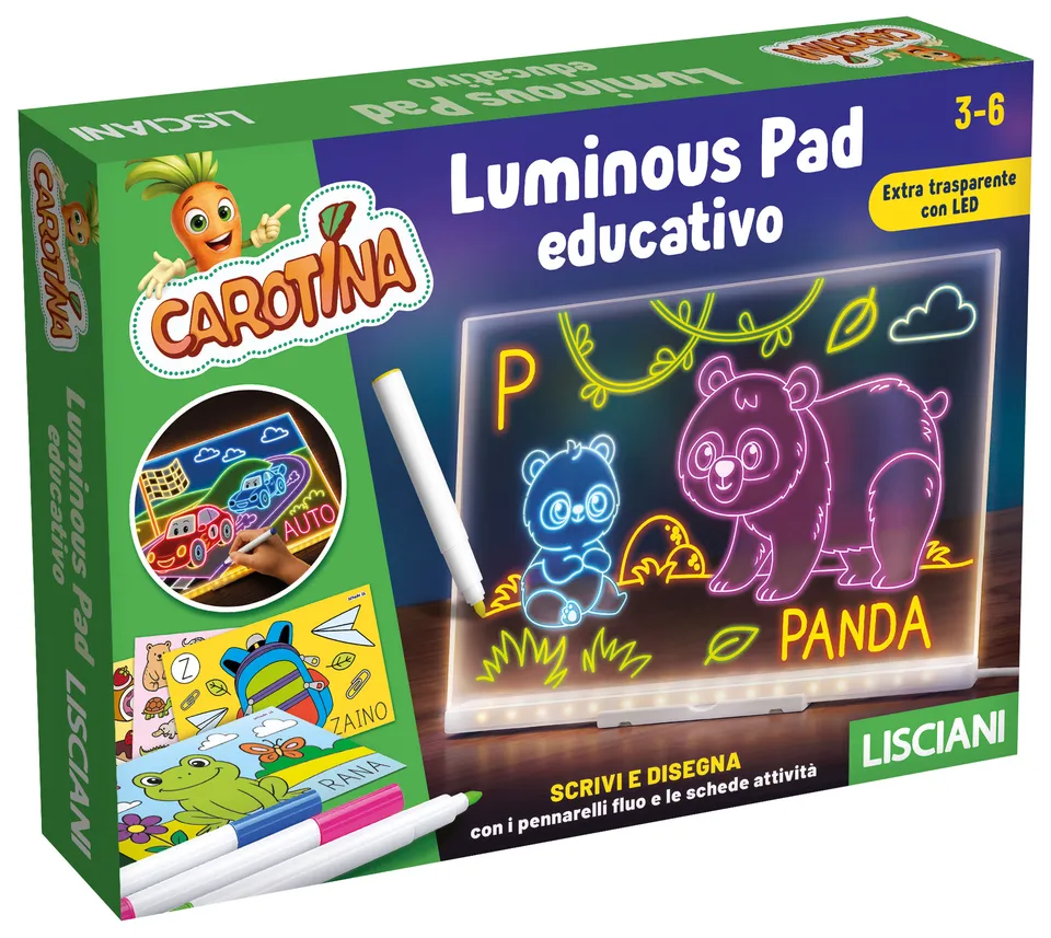 Lisciani Carotina Luminous Pad lavagna trasparente fluo