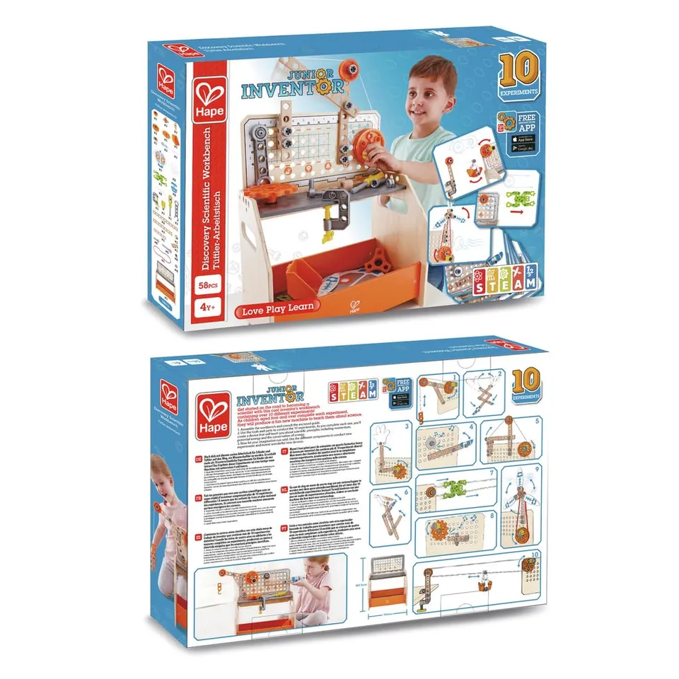 Hape Junior Inventor banco lavoro legno Medium 58 pezzi