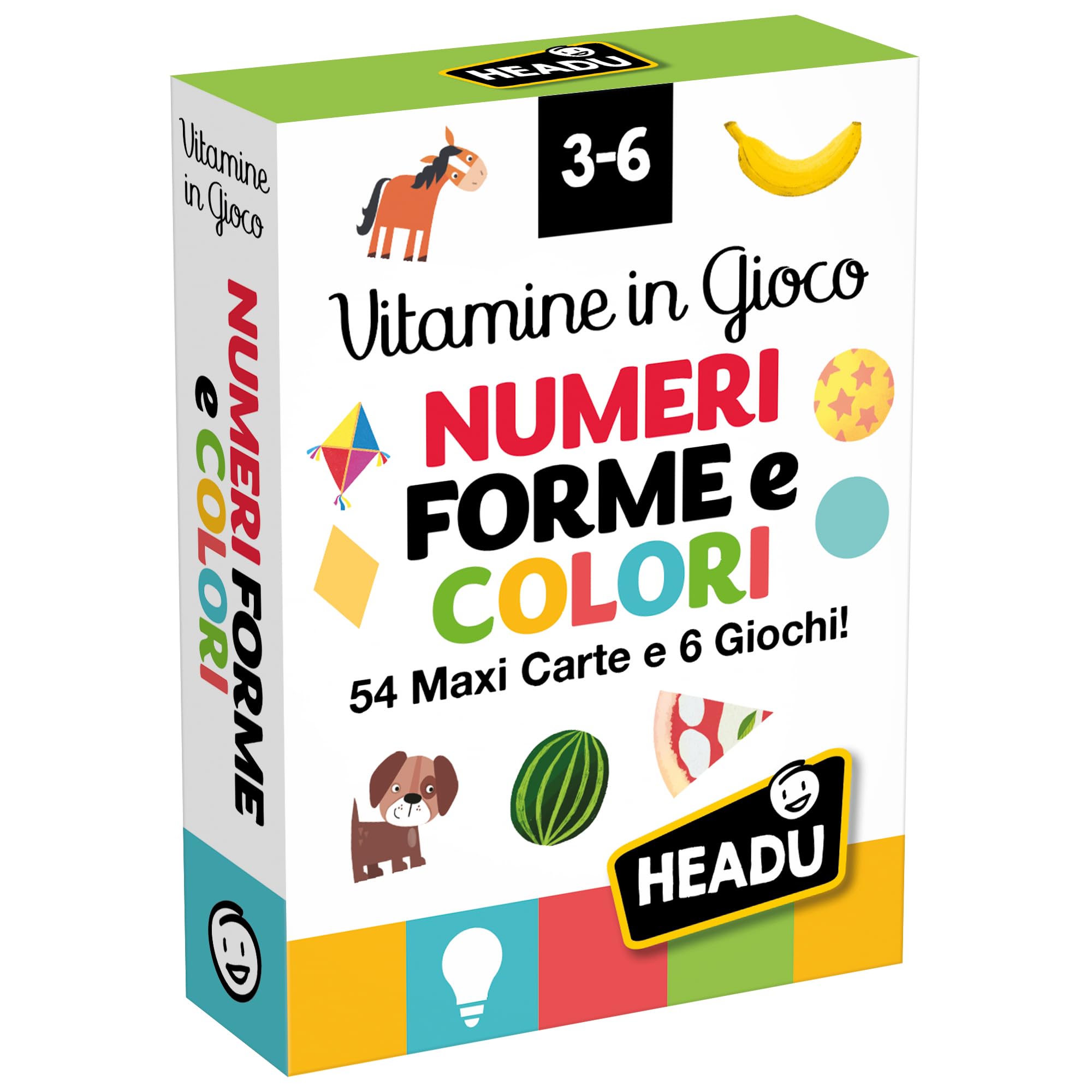 Headu Vitamine in Gioco Numeri Forme e Colori carte educative 54 carte 3-6 anni