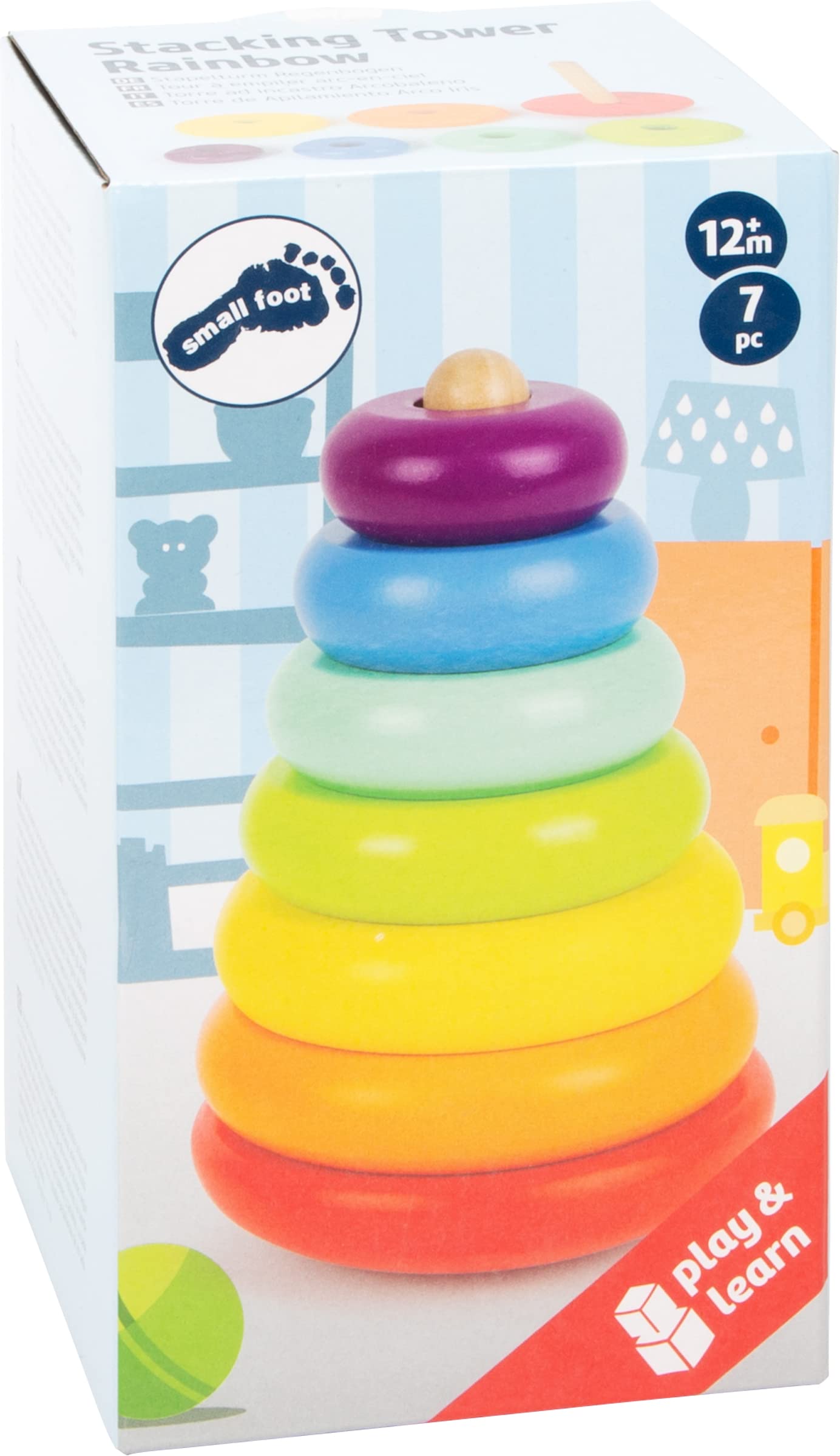 smallfoot 11775 torre impilabile arcobaleno legno