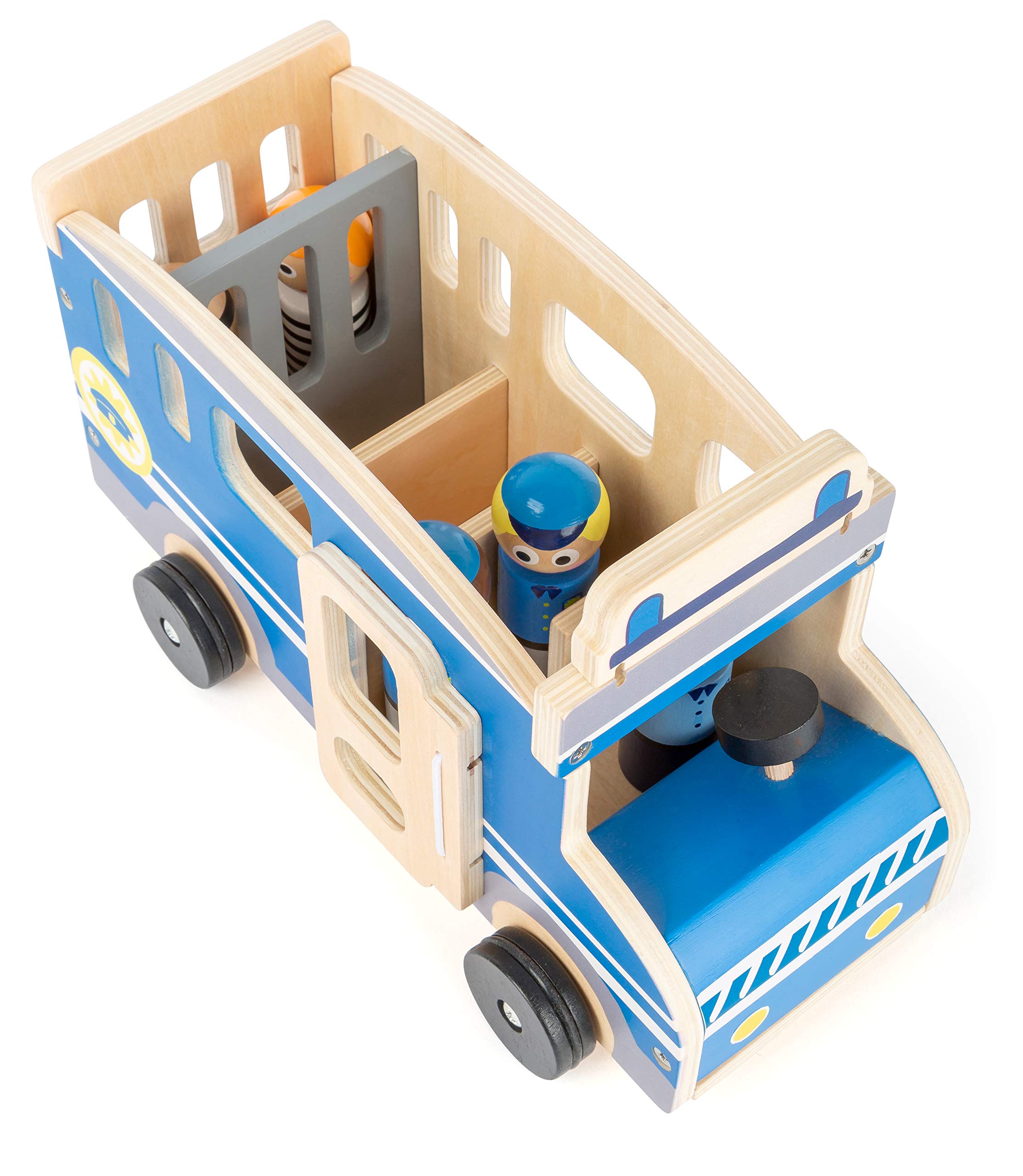 smallfoot Grande Autobus Polizia Giocattolo Legno con Personaggi 3 Anni