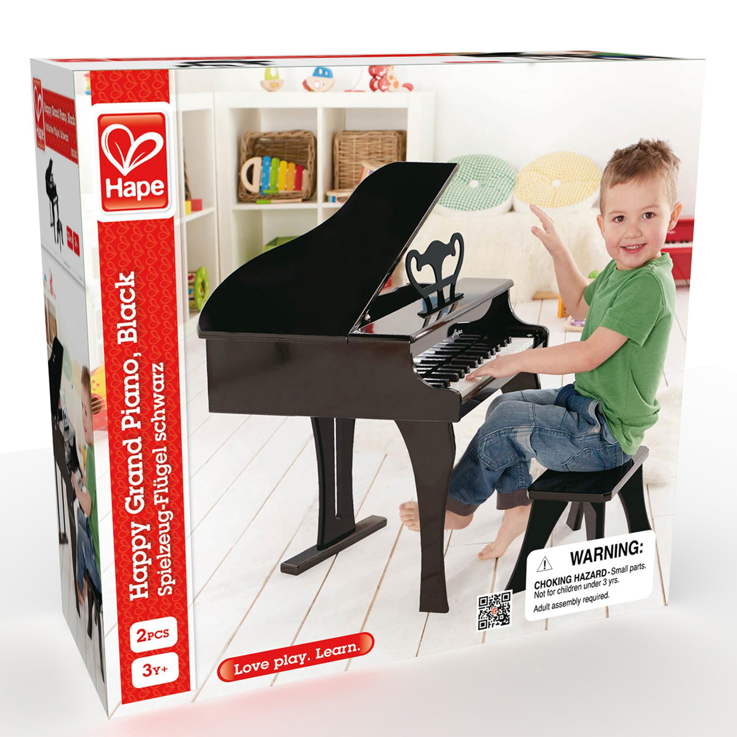 Hape E0320 Pianoforte a Coda giocattolo nero