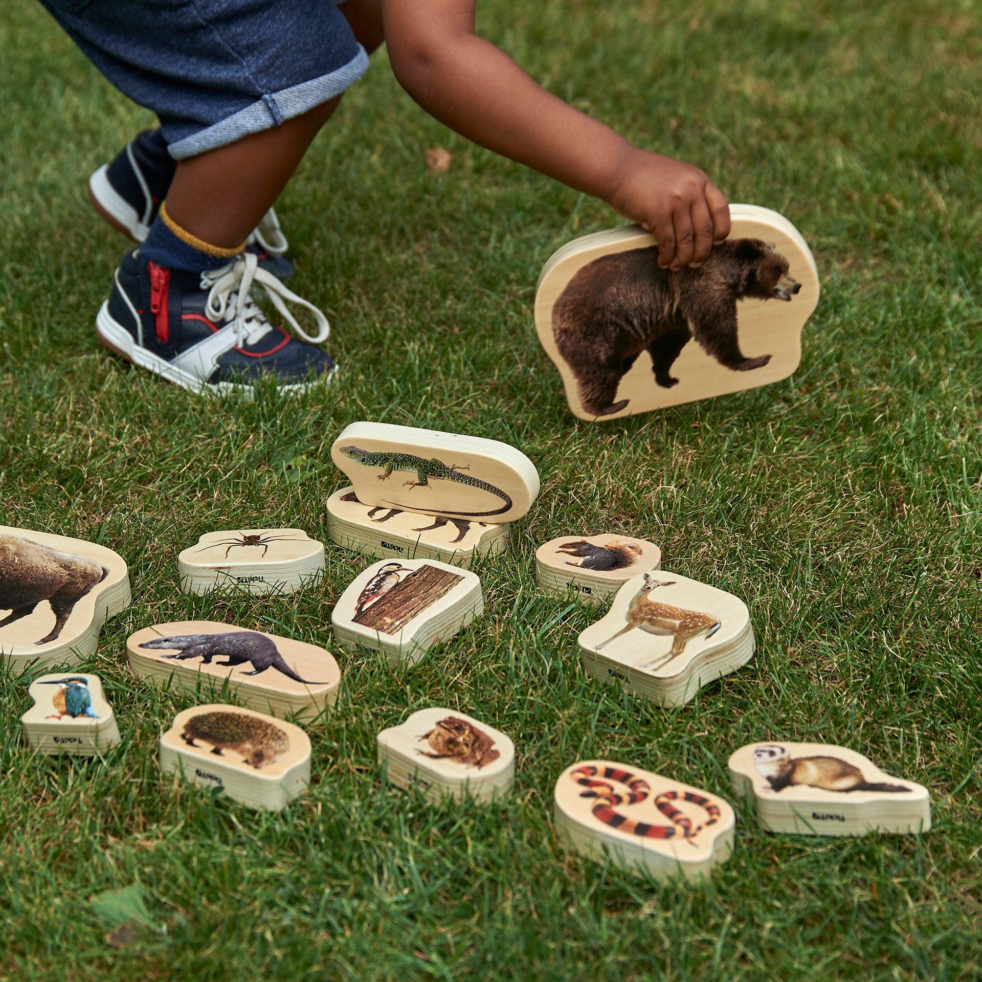Tickit Wooden Forest Animal Blocks Cubi Animali Bosco