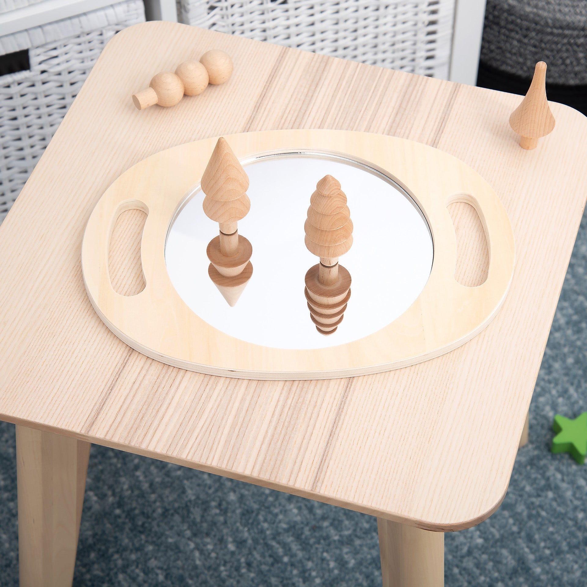 Tickit Hand Held Wooden Mirror specchio a mano legno