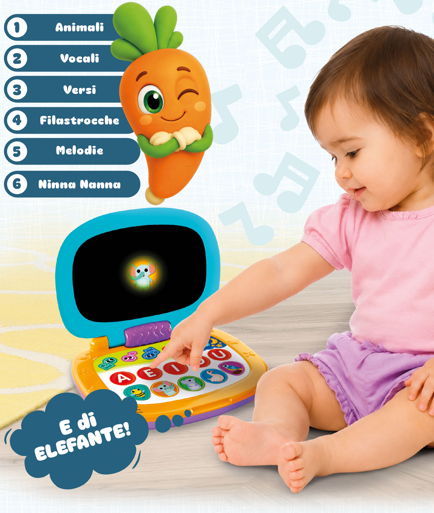 Lisciani Carotina Baby Laptop giocattolo animali