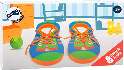 smallfoot 10152 scarpe da allacciare gioco legno 2 pezzi
