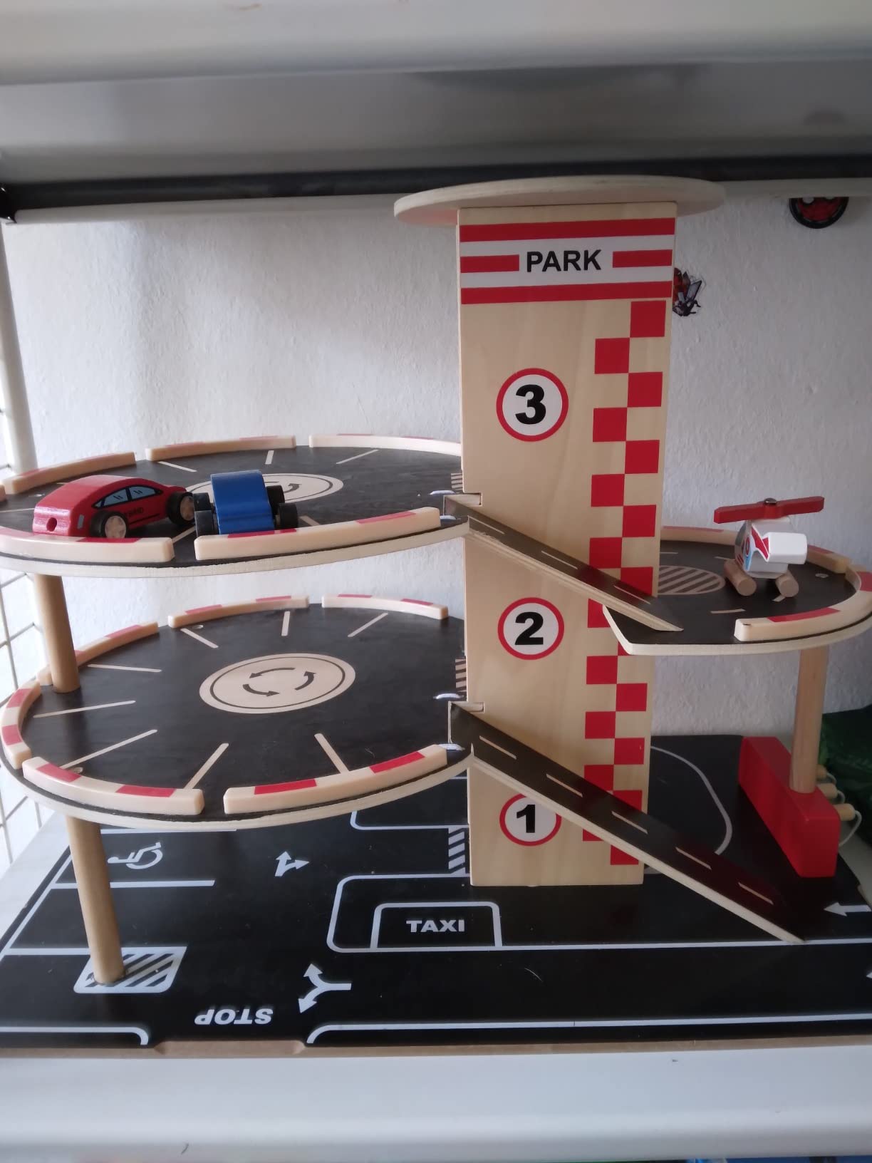 Hape Garage Legno 4 piani rampa auto elicottero