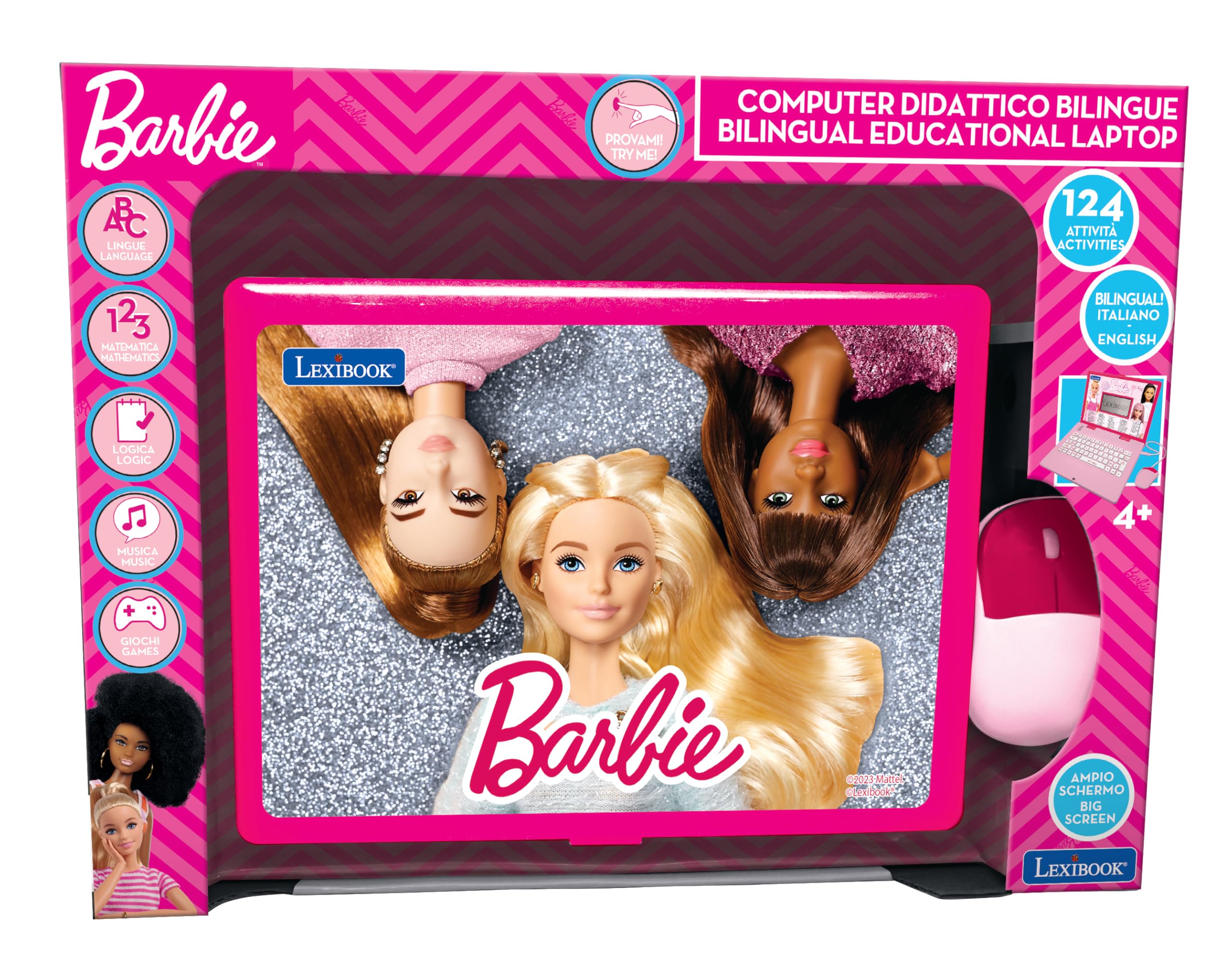 Lexibook Barbie JC598B computer bambini rosa bilingue 124 giochi