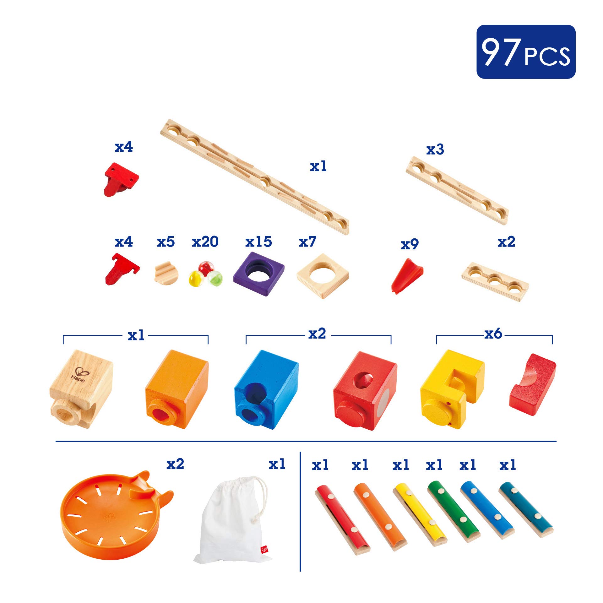 Hape E6012 Quadrilla Music Motion pista biglie musicale 96 pezzi