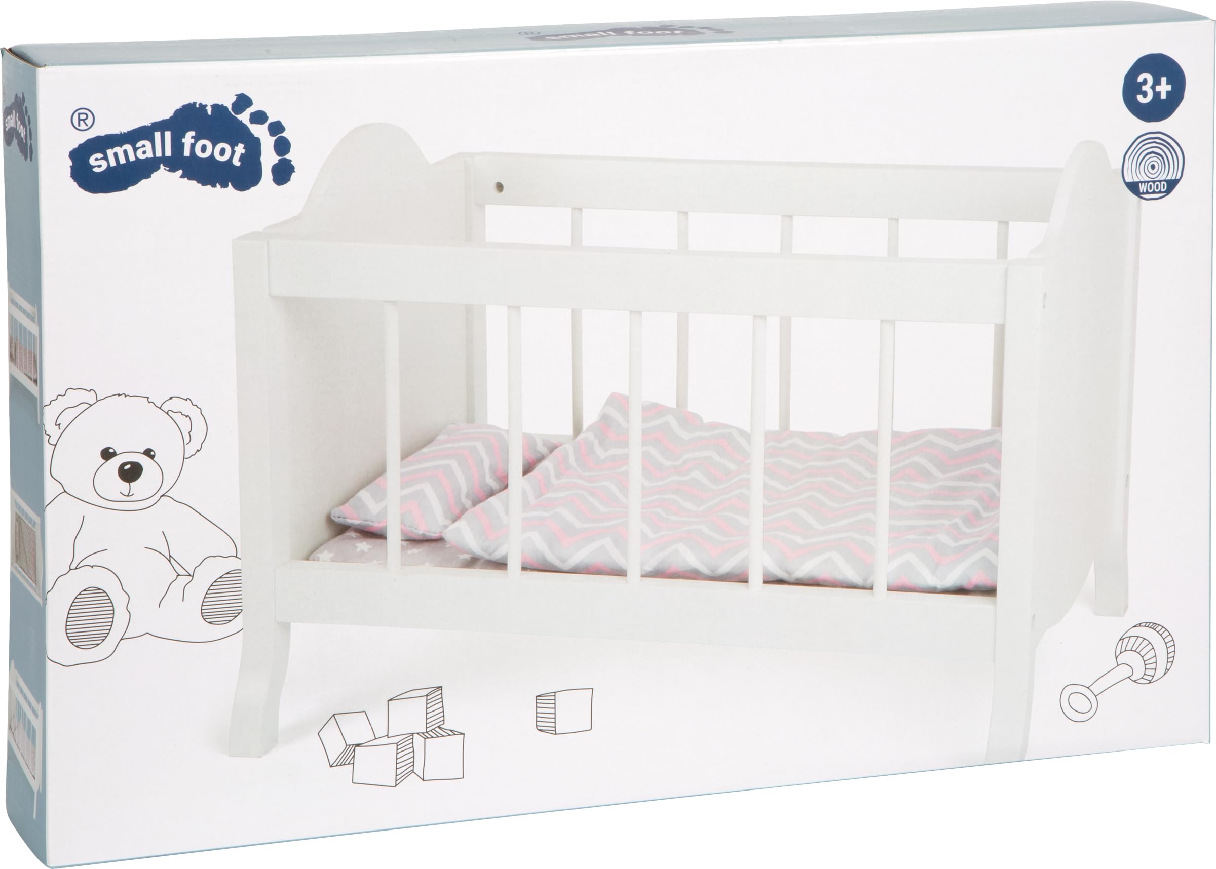 smallfoot lettino per bambole in legno bianco 47 cm