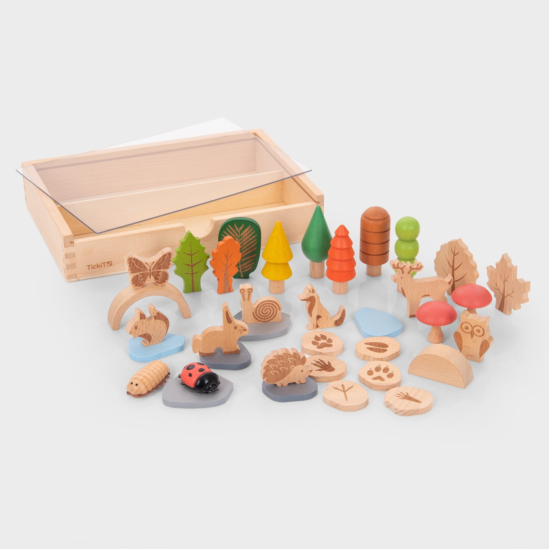 Tickit Woodland Trail Set gioco legno bosco con animali scatola
