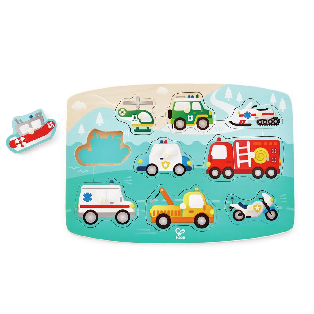 Hape E1407 puzzle in legno cantiere con pomelli 24 mesi+