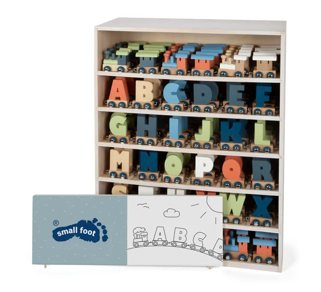 smallfoot Trenino Polare 12597 display legno 180 pezzi lettere
